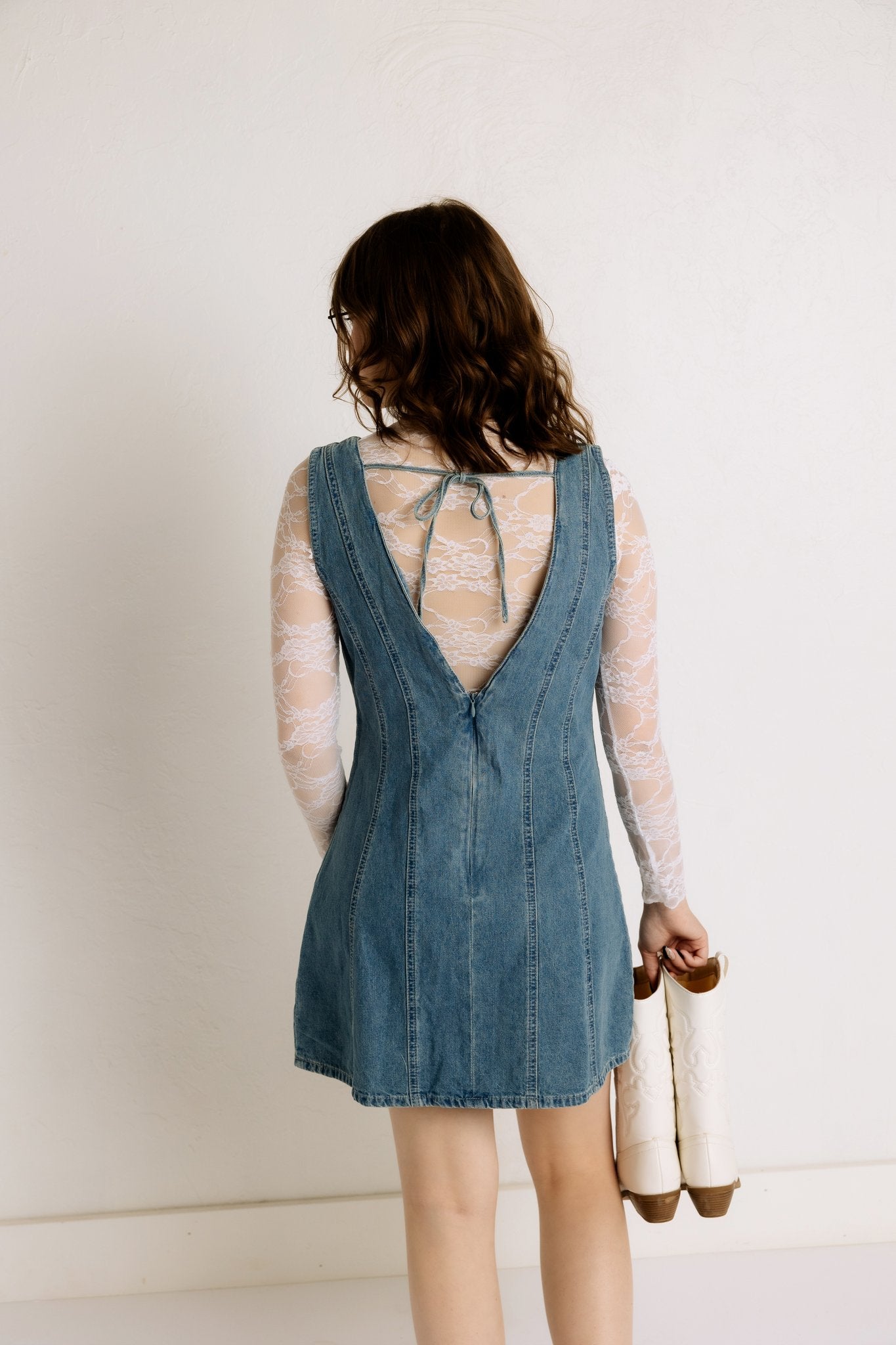 V-Neck Denim Dress