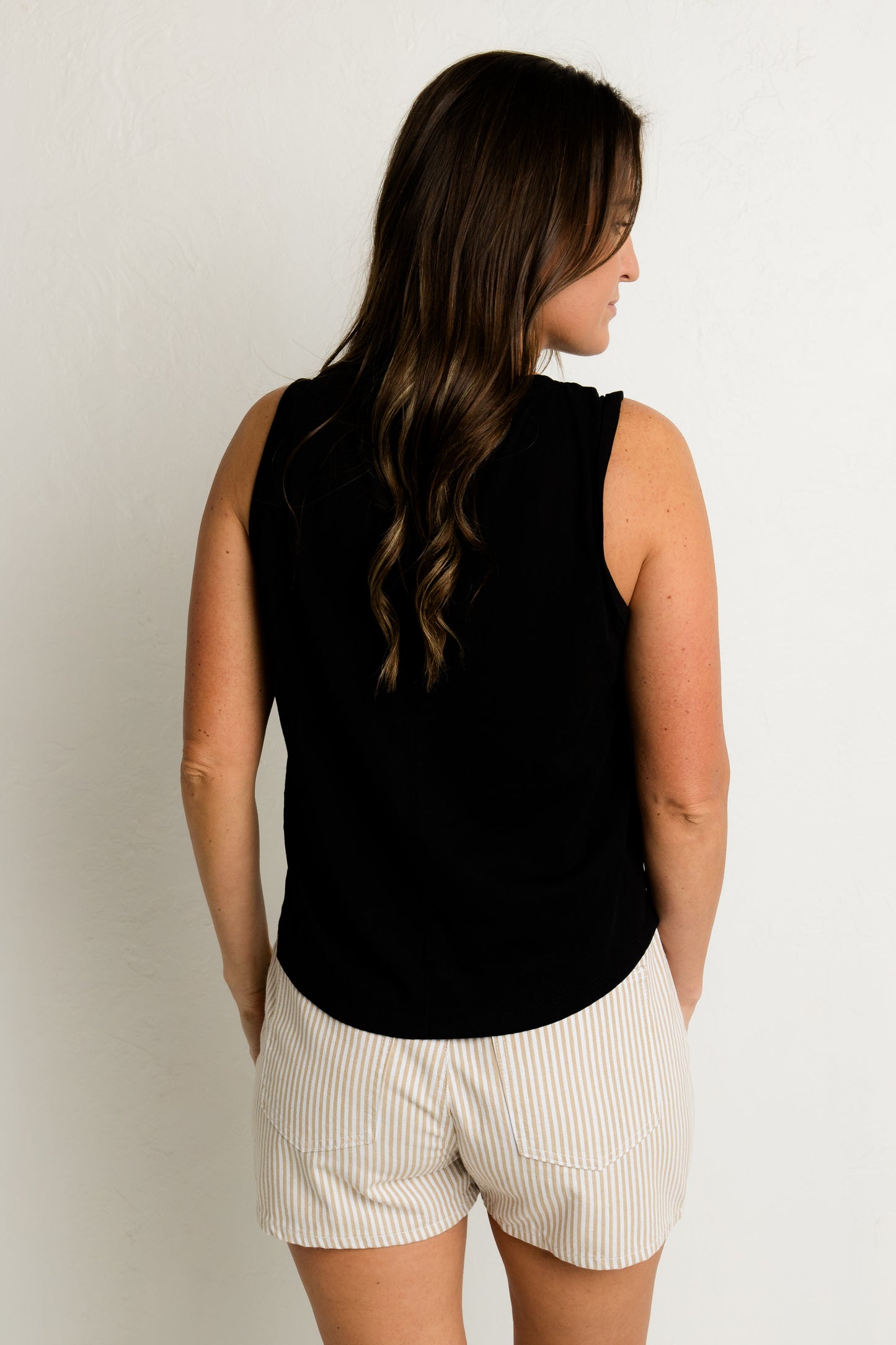 Rolled Sleeve Tank in Black