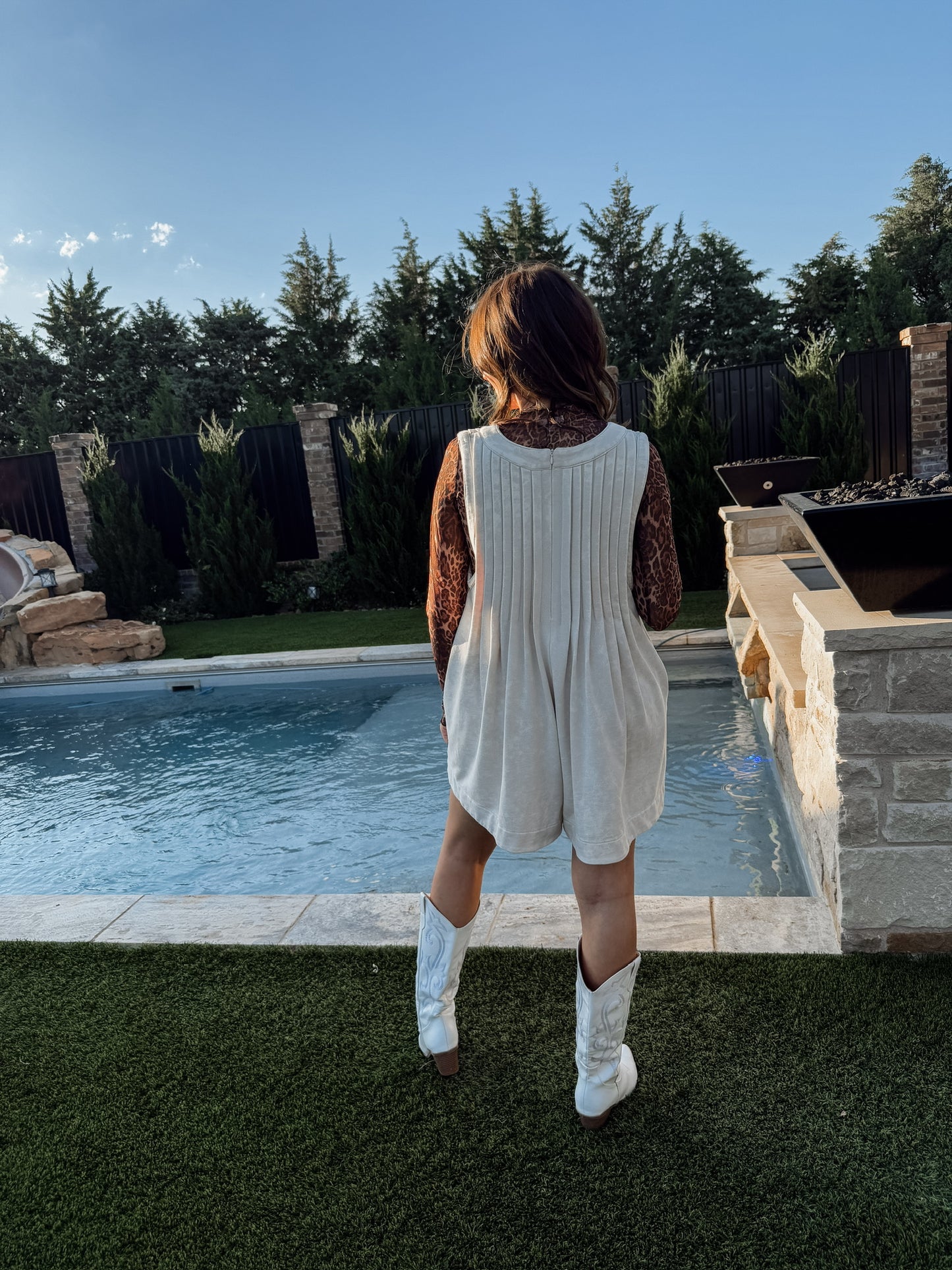 French Terry Romper in Cream