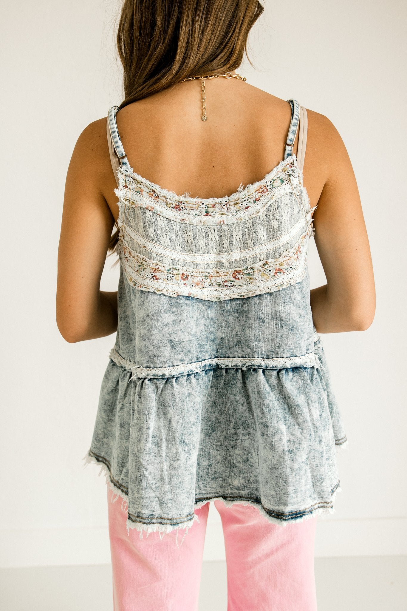 Relaxed Denim Detailed Tank (100% COTTON)