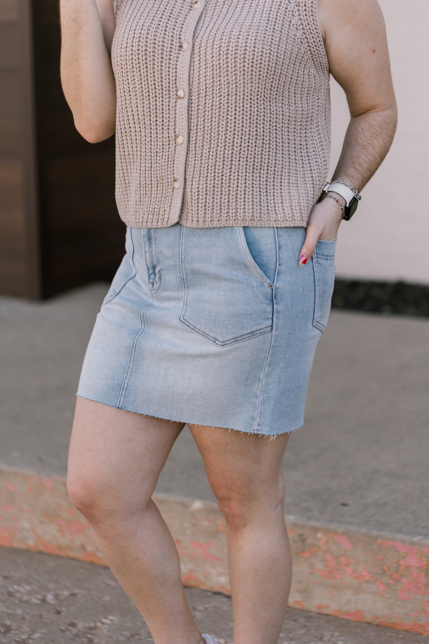 Light Wash Denim Mini Skirt