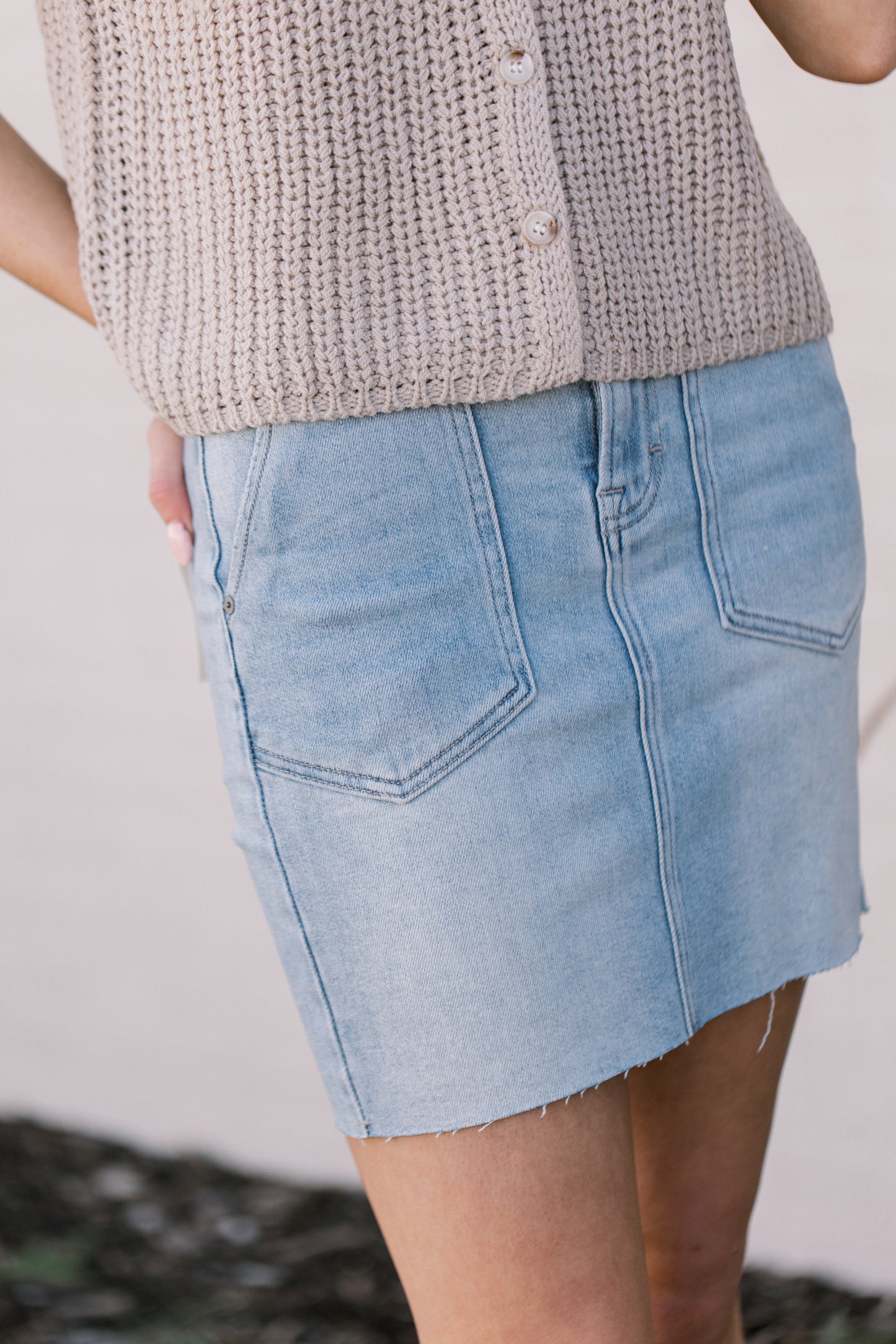 Light Wash Denim Mini Skirt