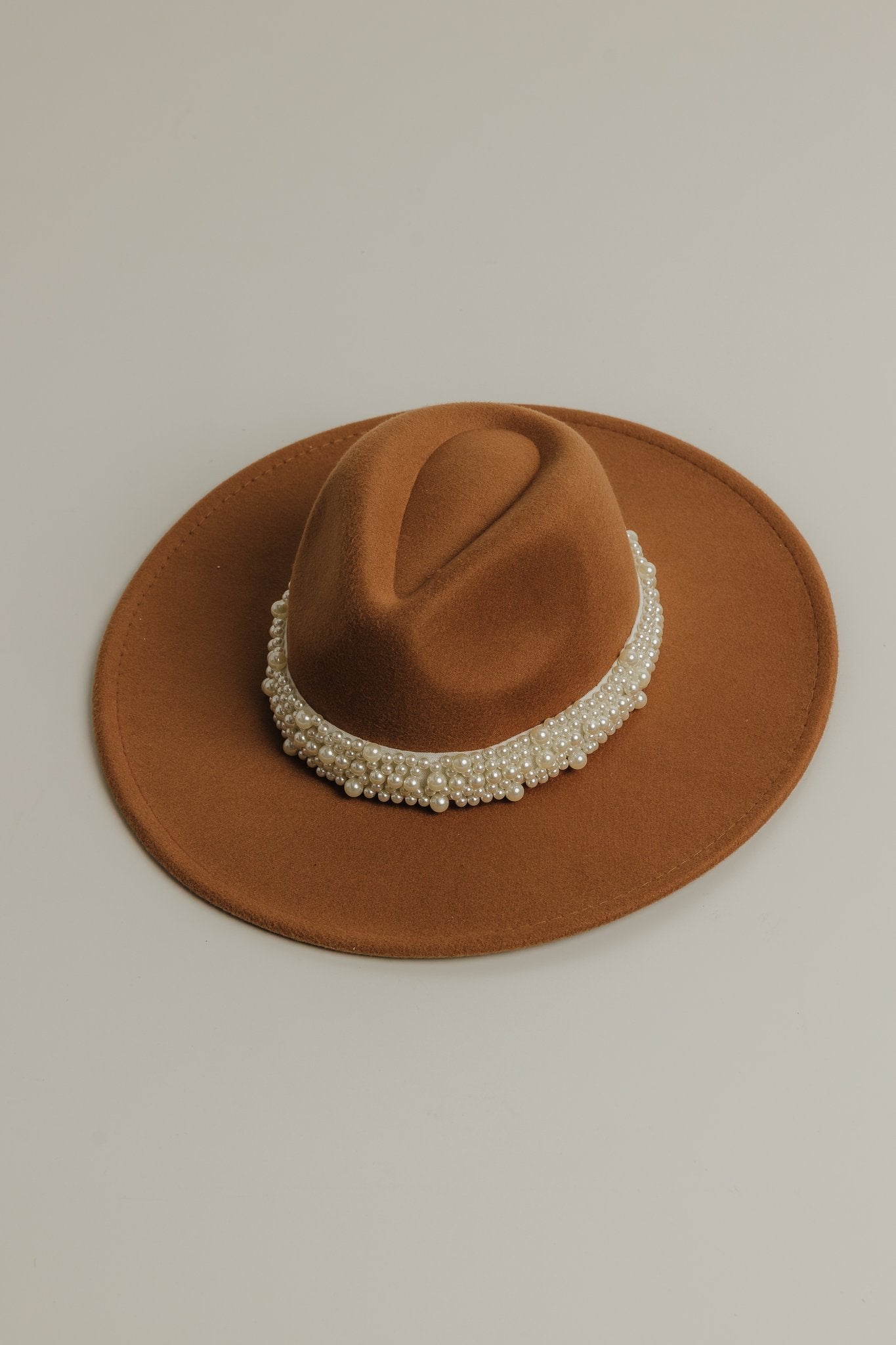 Camel Wide Brim with Pearl Band
