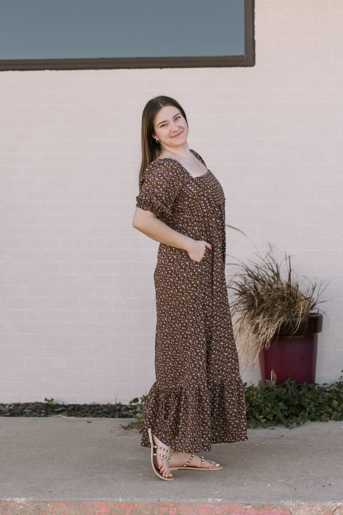 Romantic Floral Maxi in Chestnut