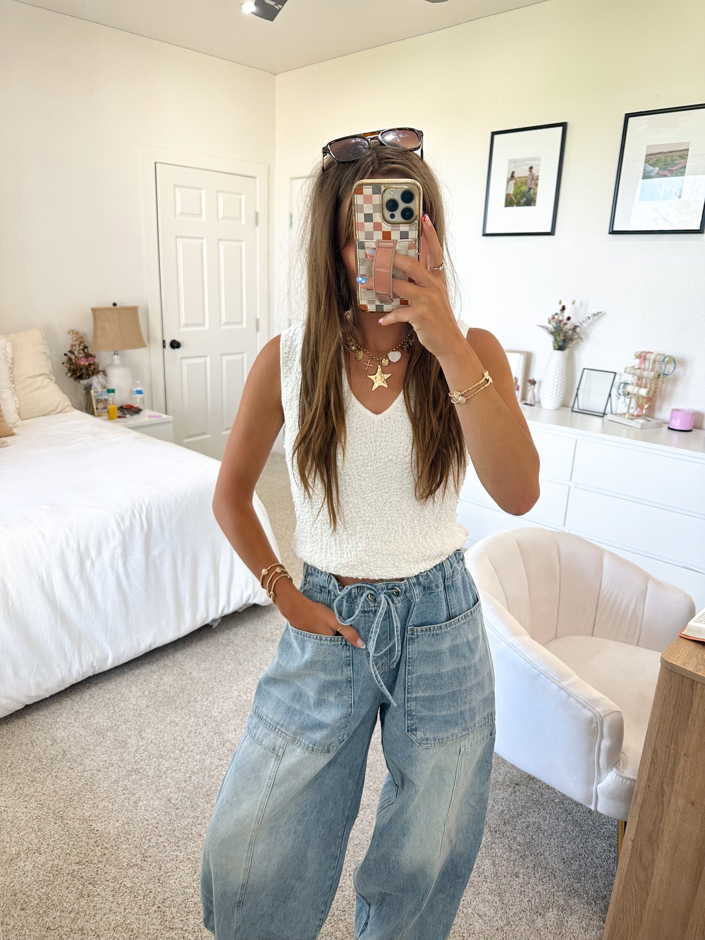 Barrel Drawstring Jeans (100% COTTON)