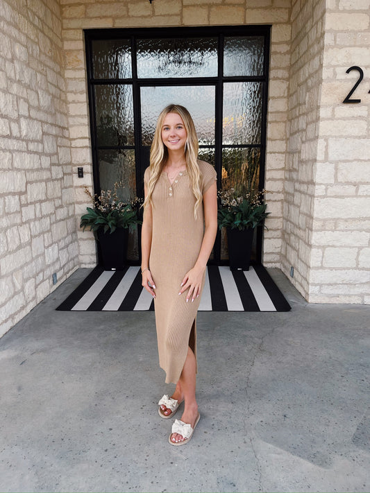 Mocha Ribbed Midi Dress