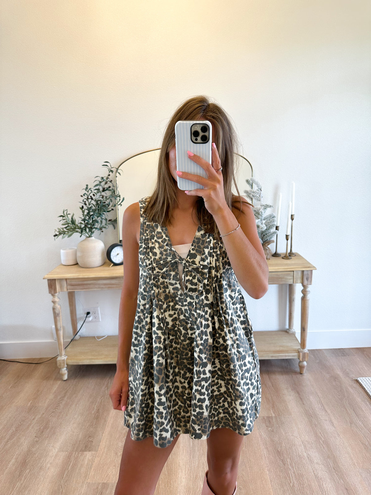Leopard Pleated Romper (100% COTTON)