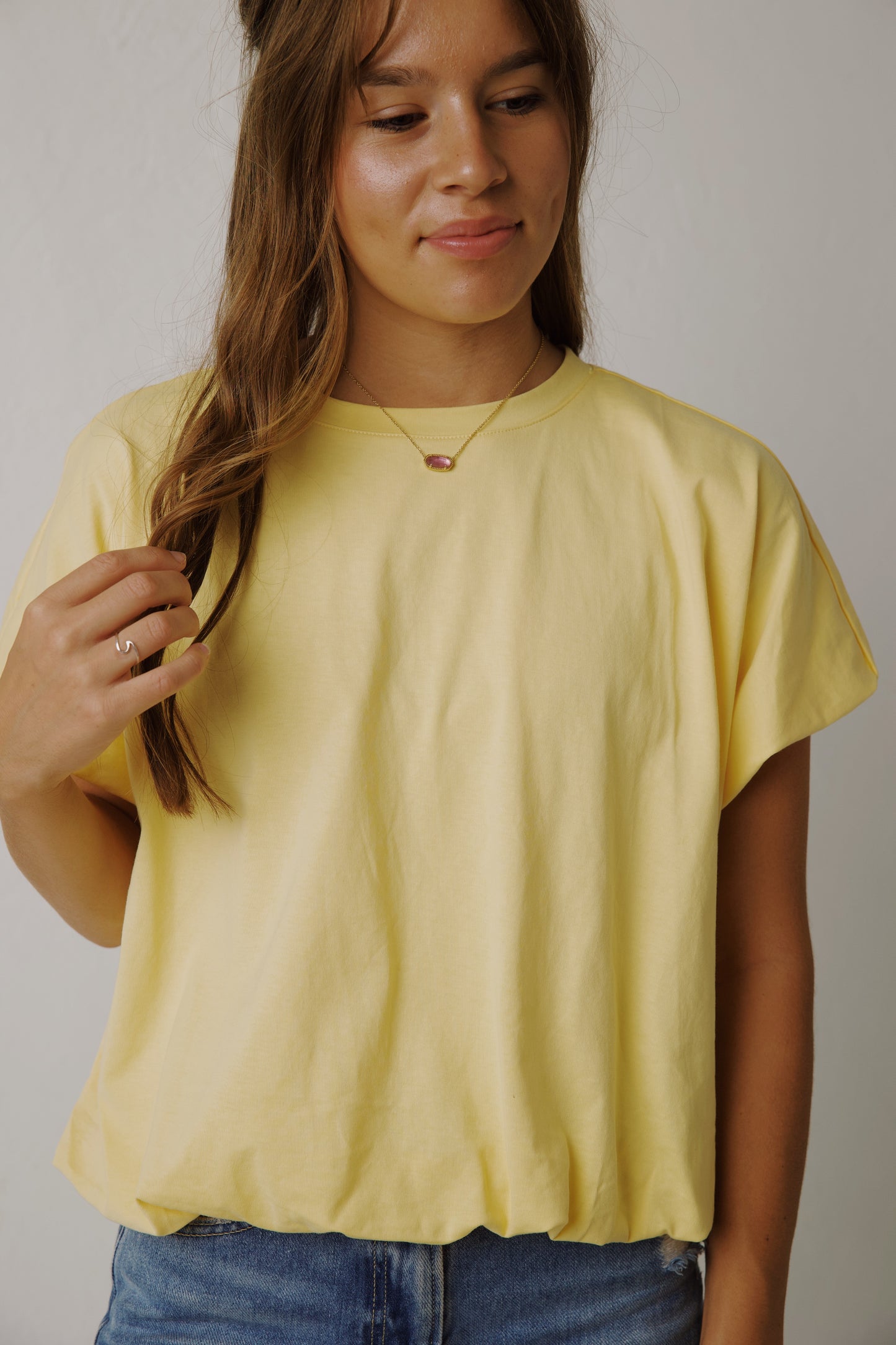 Bubble Hem Top in Yellow