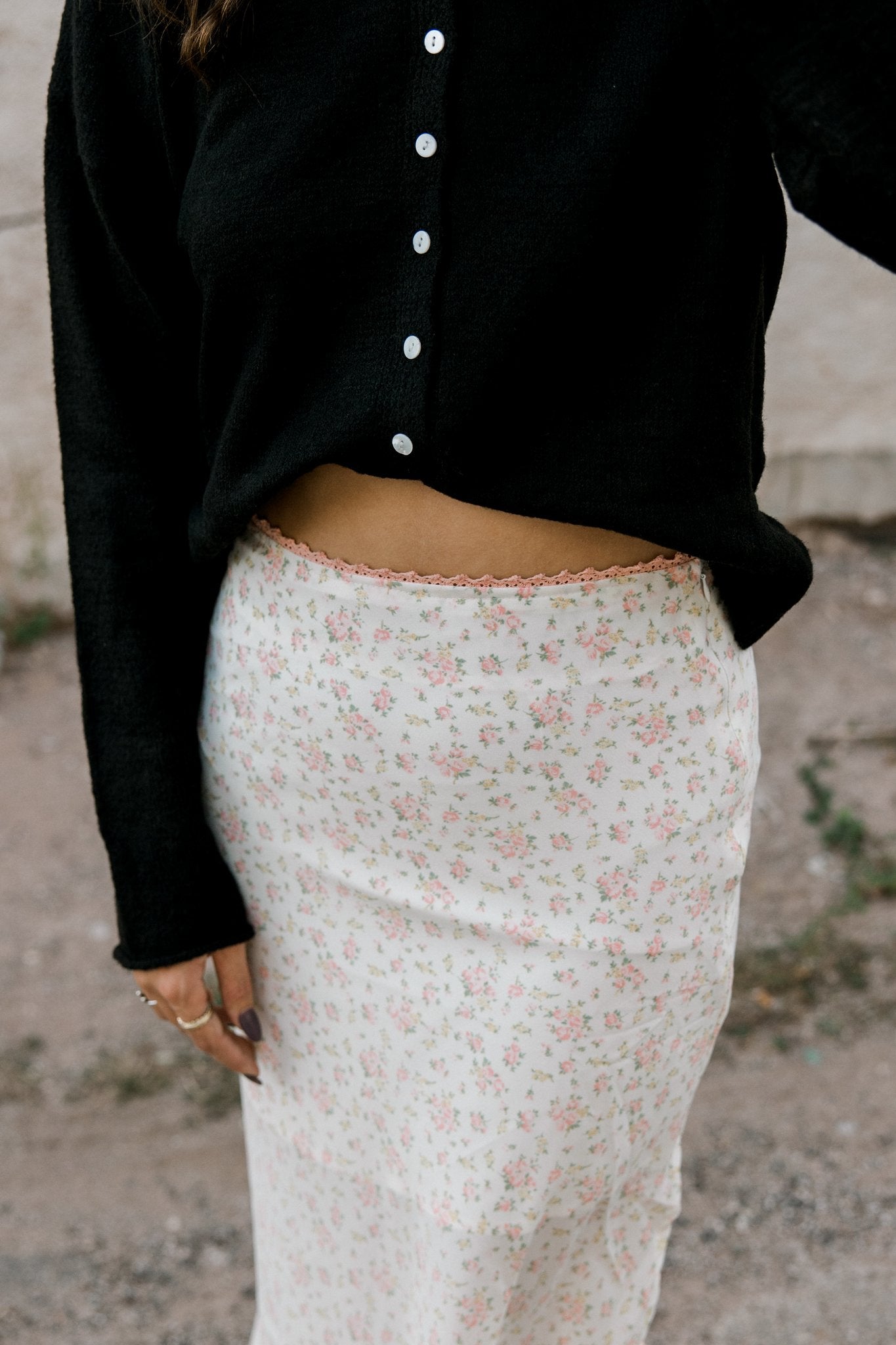 Cream Floral Skirt
