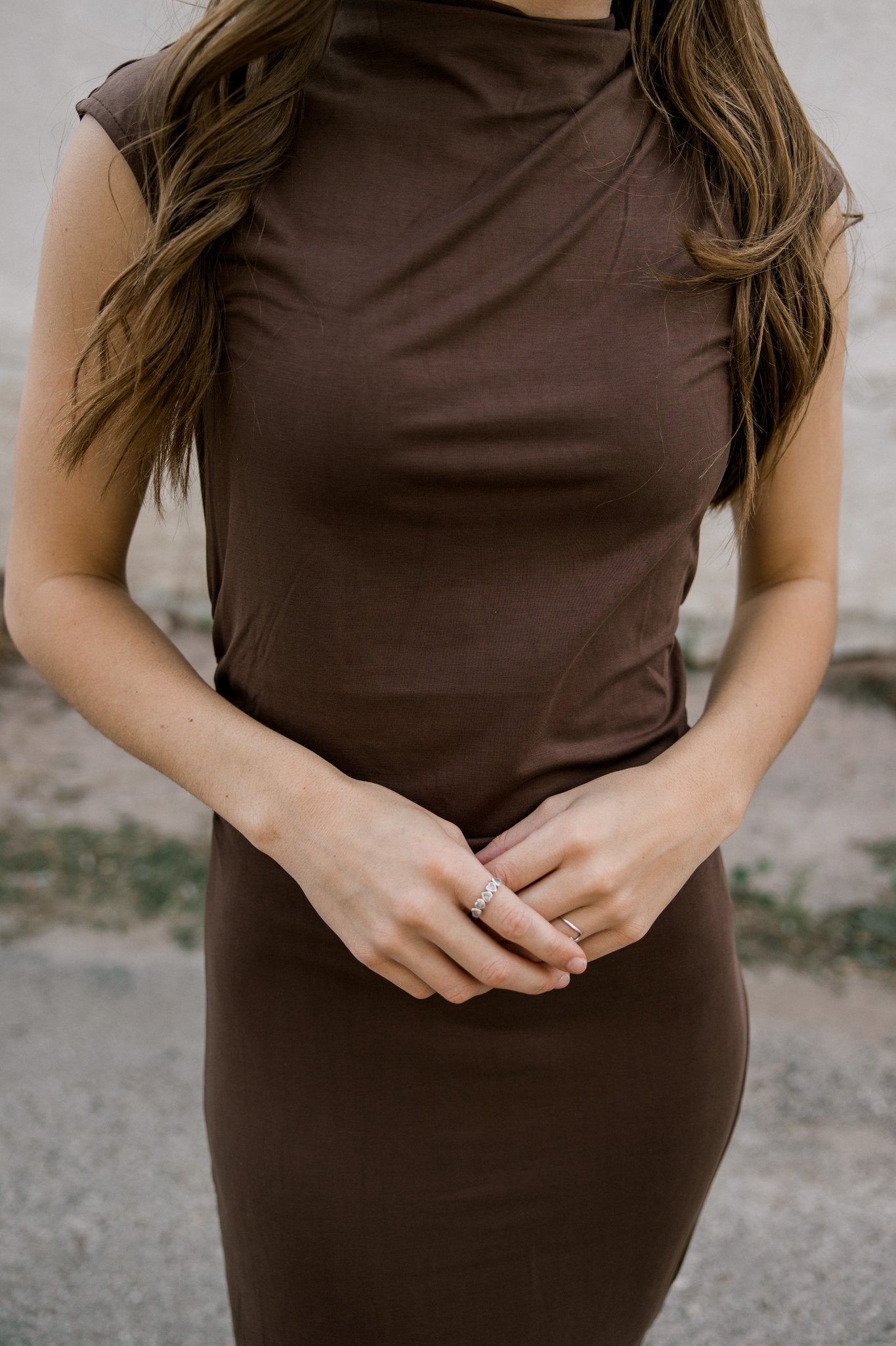 Brown Mock Neck Dress