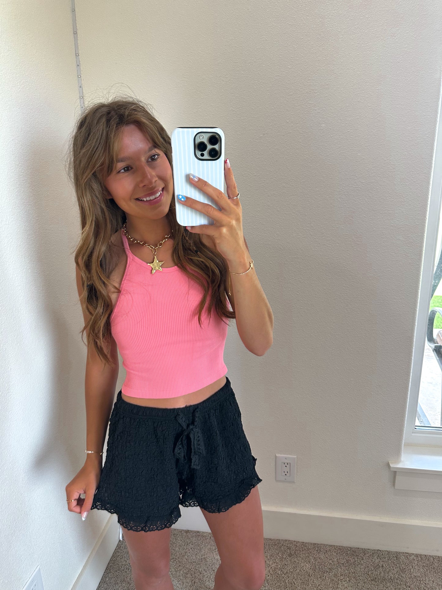 Black Crochet Shorts