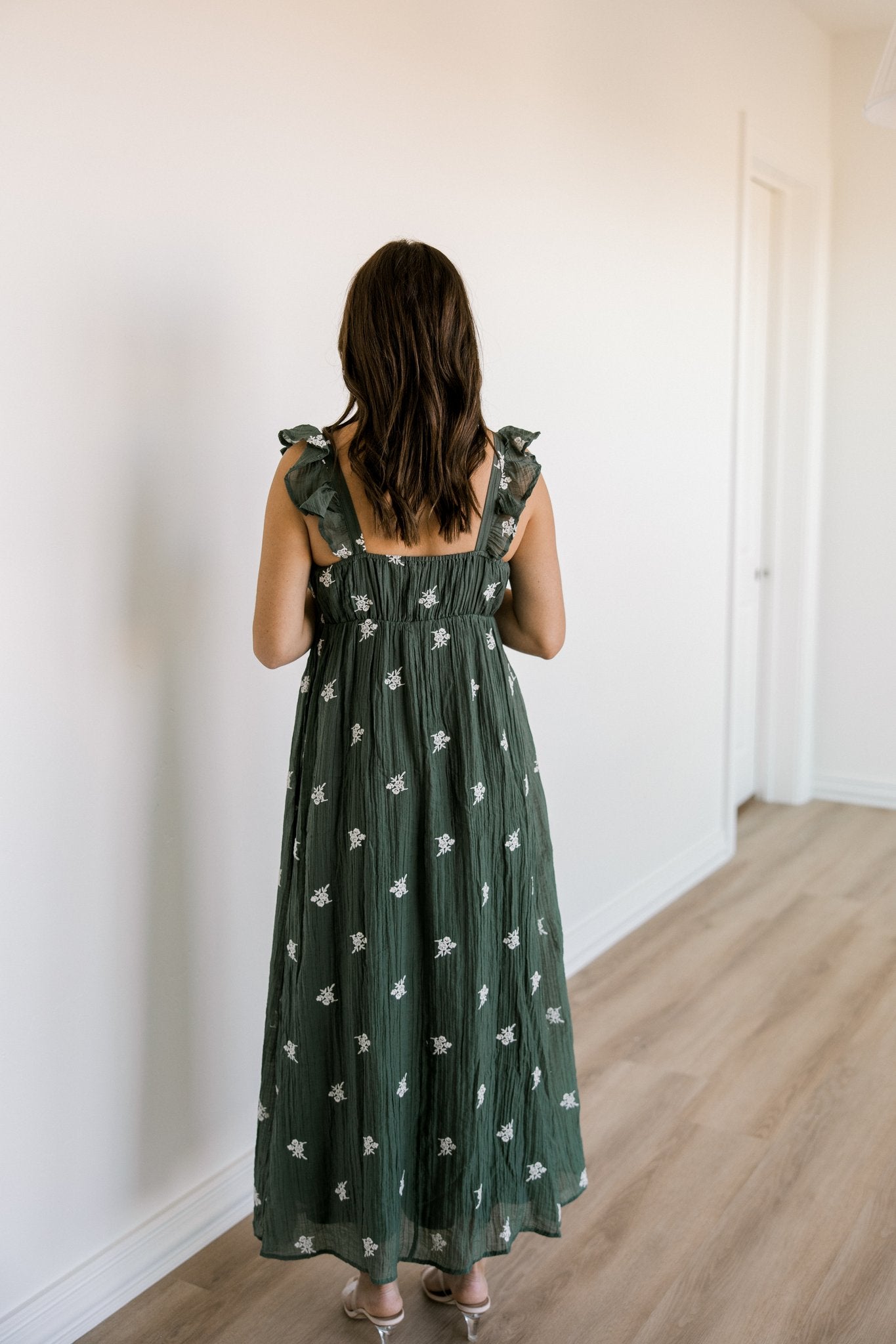Green Floral Embroidered Dress