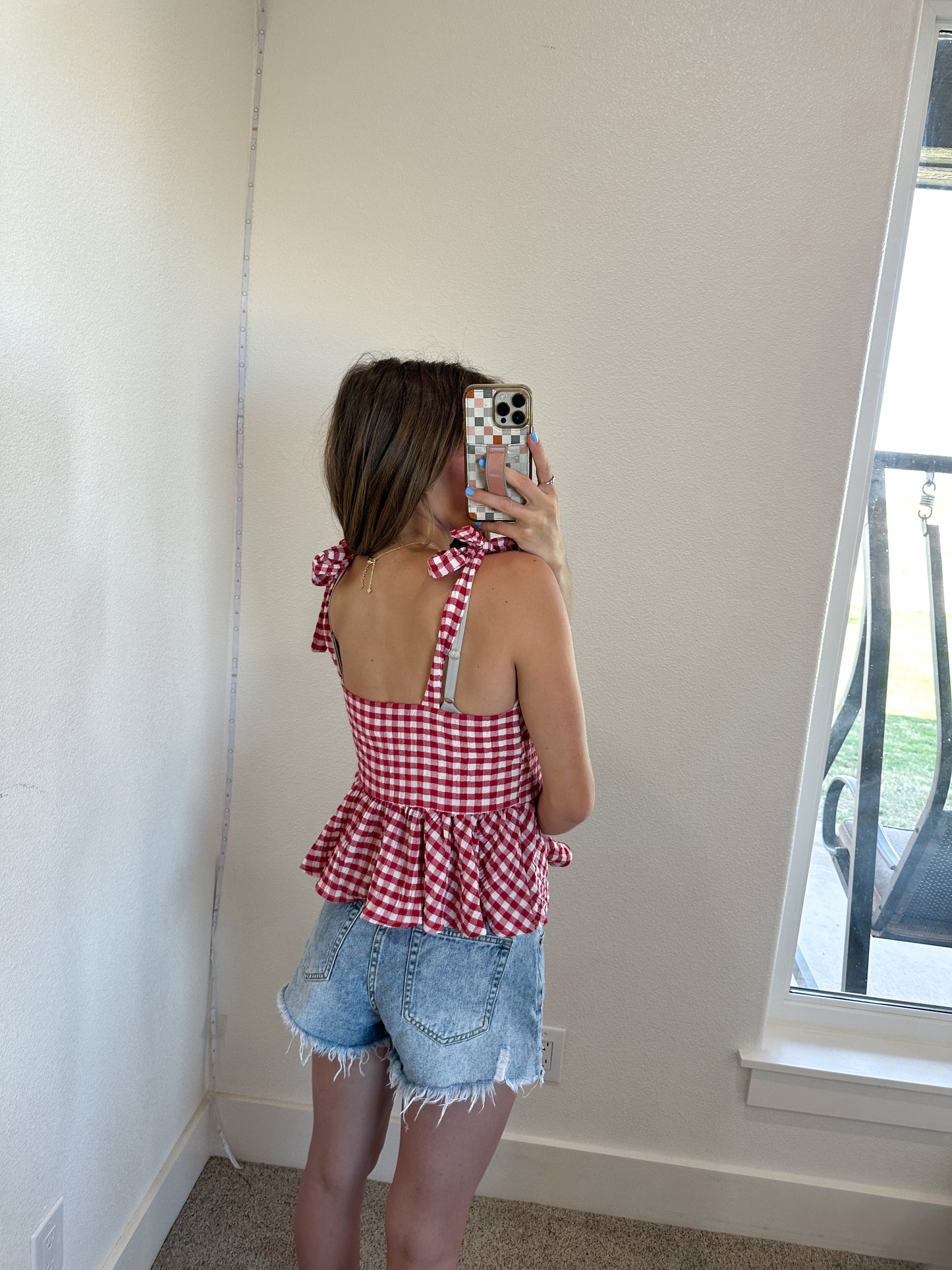 Red Gingham Peplum Tank