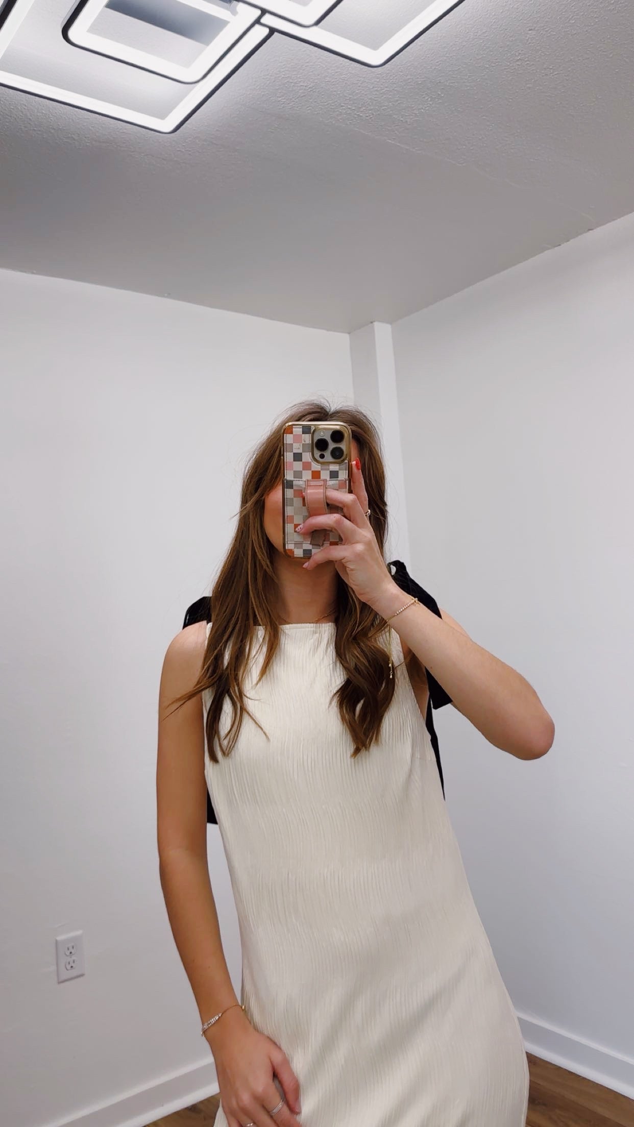 Cream Plisse Maxi Dress