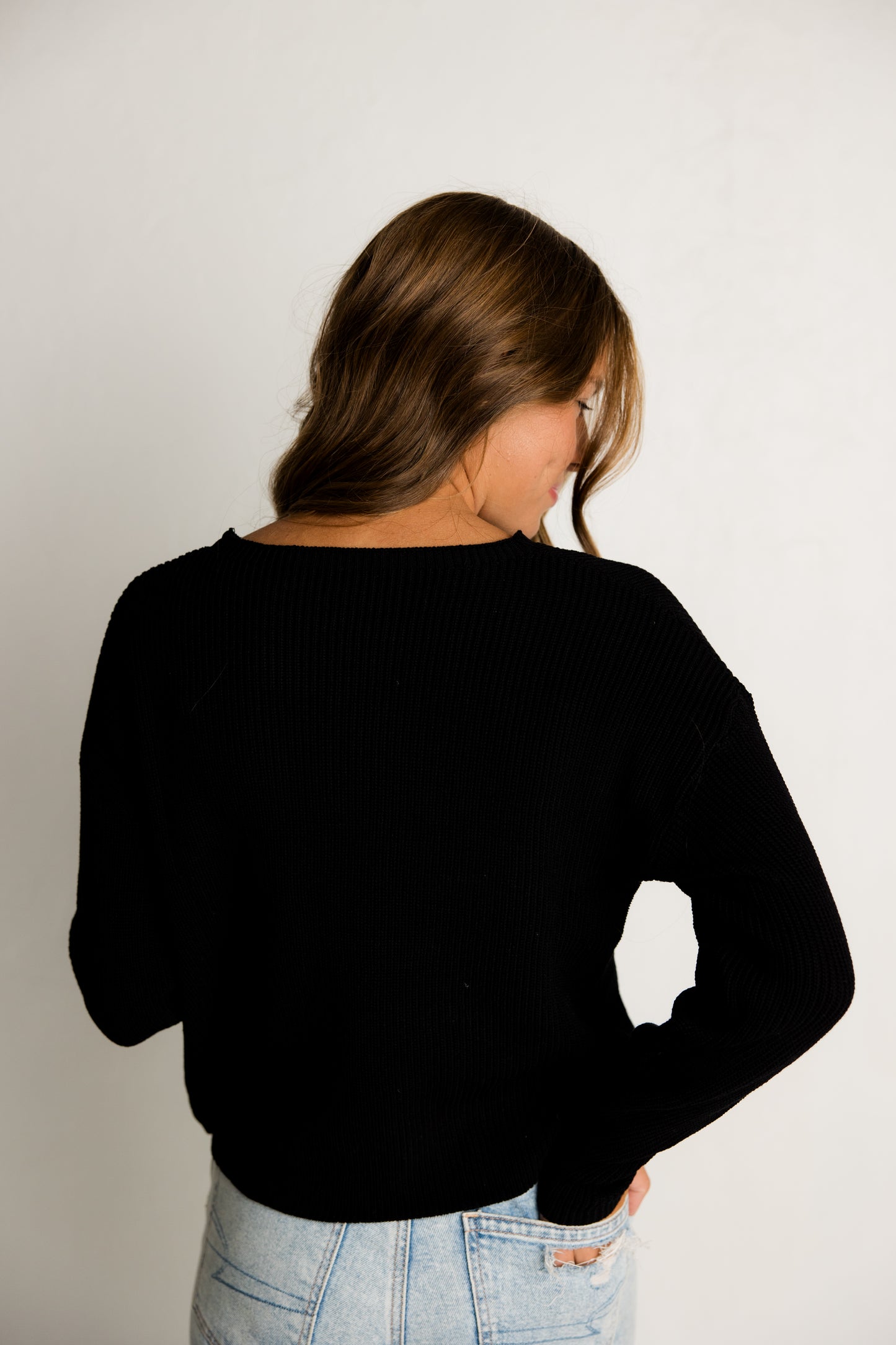 Black Long Sleeve Knit Sweater