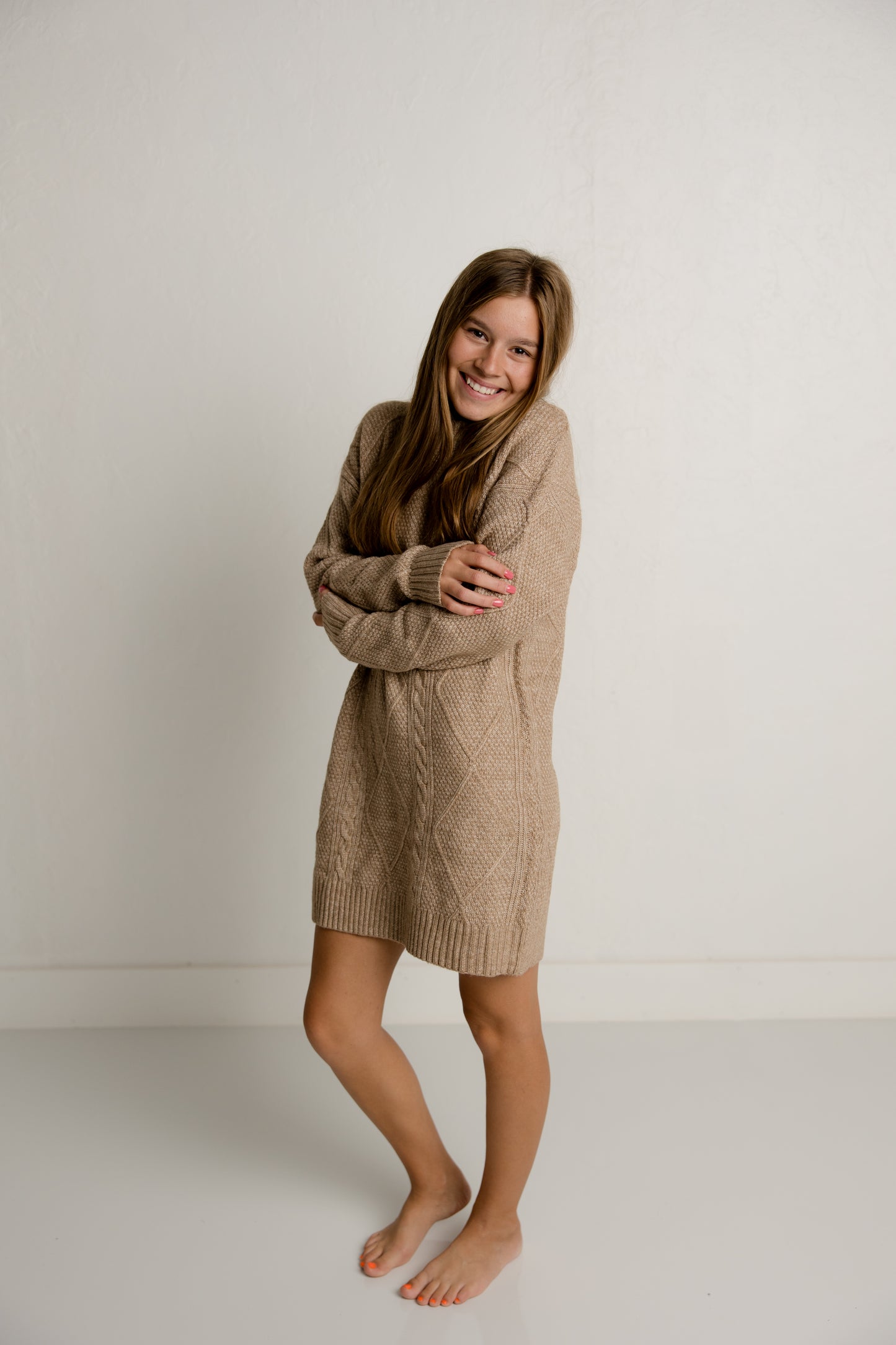 Khaki Cable Knit Dress