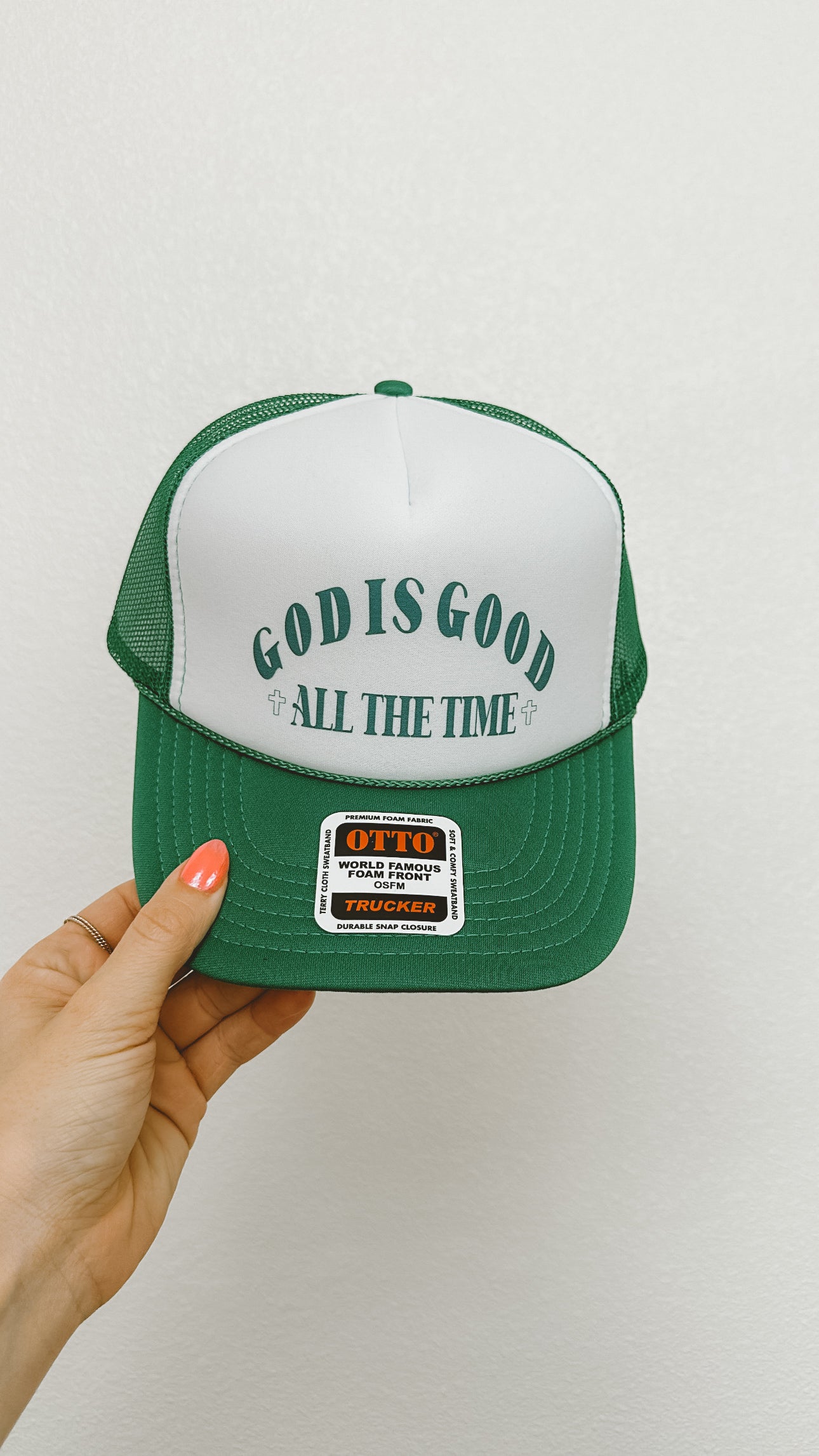 Green God Is Good Trucker Hat