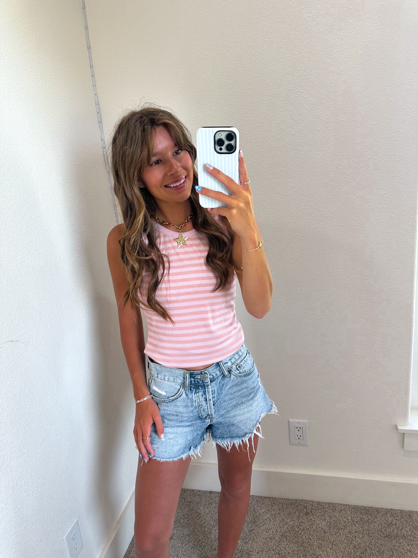 Pink two-tone Stripe Tank