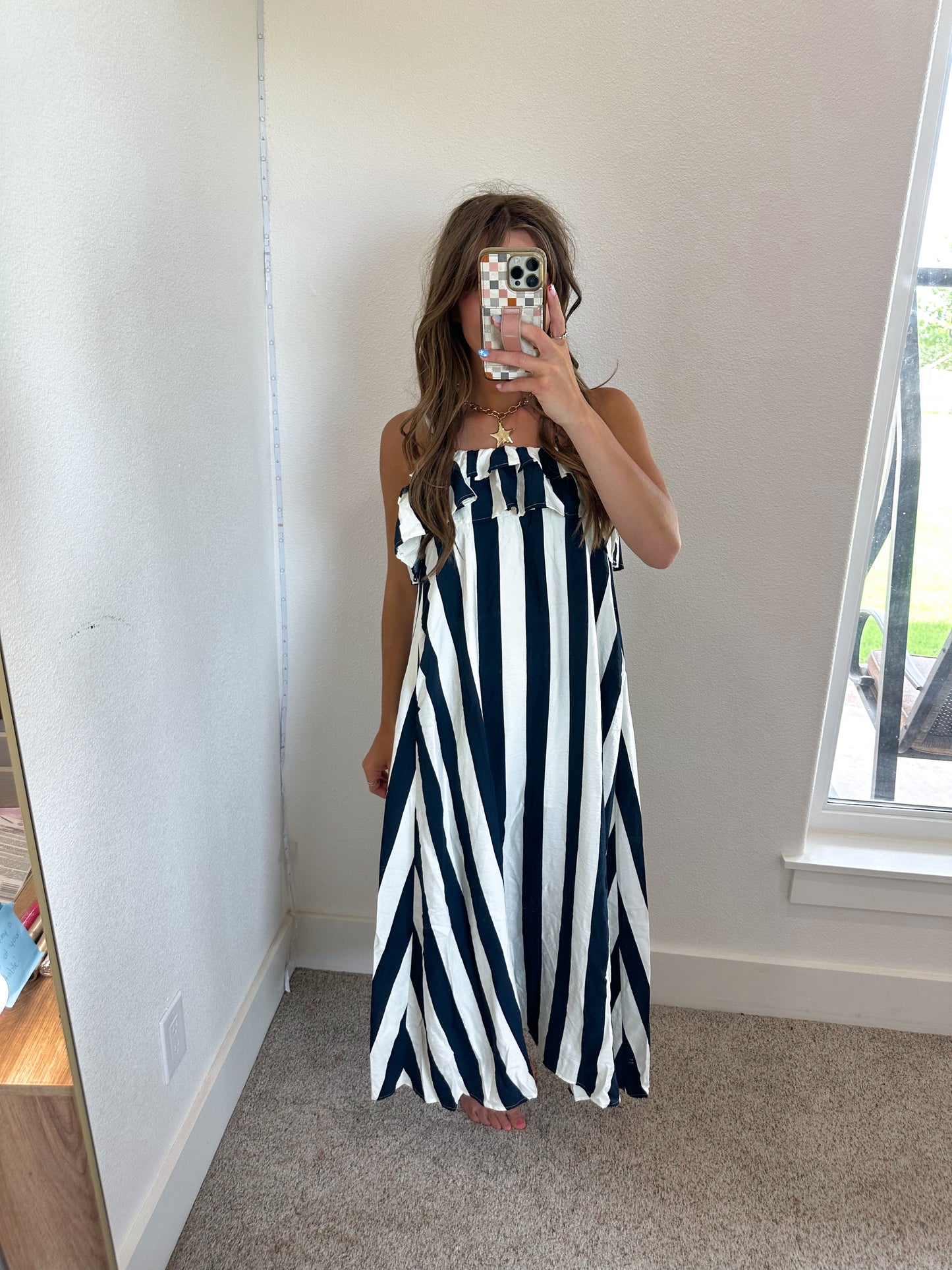 Navy Blue Stripe Dress