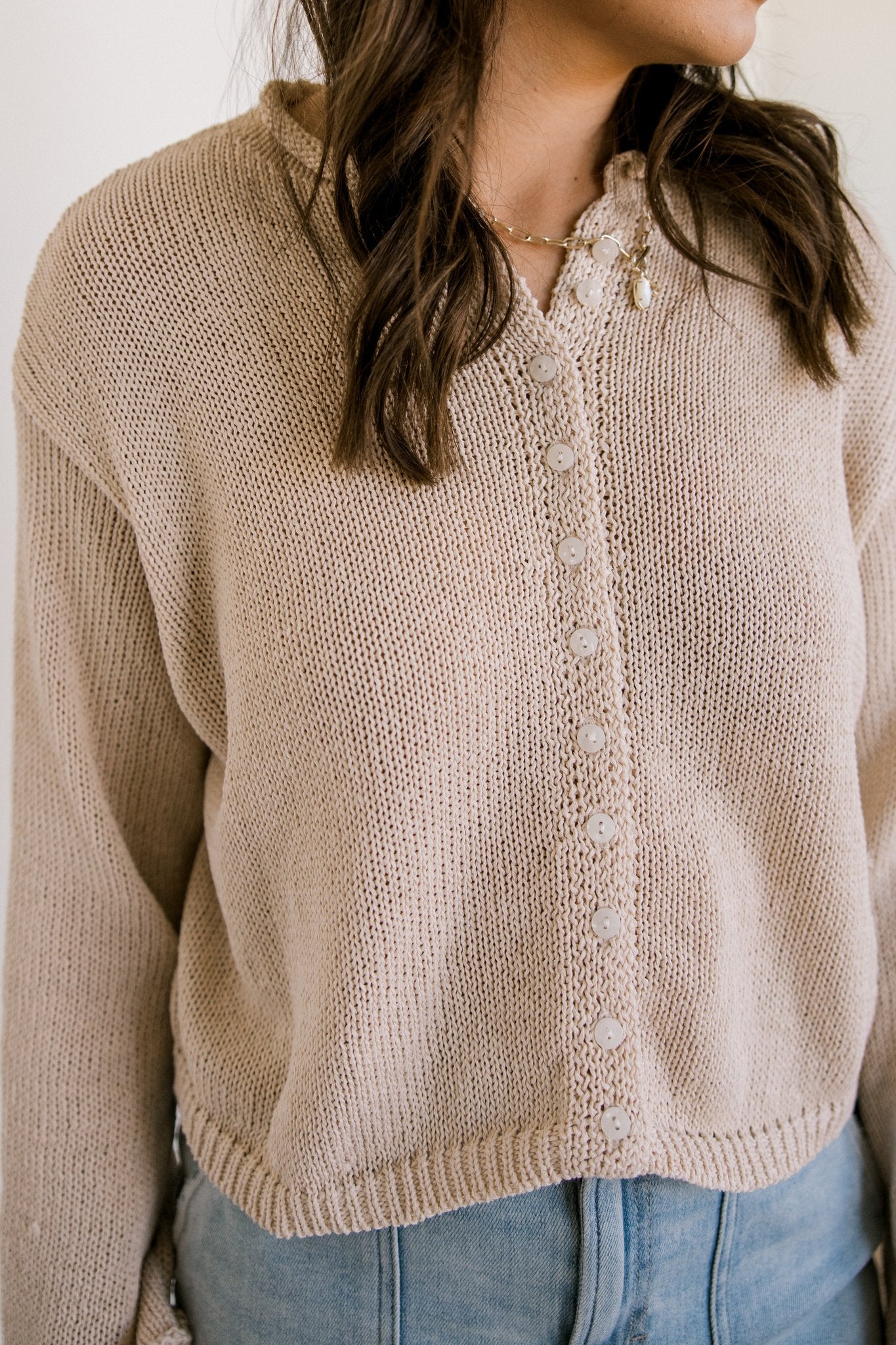 Cream Button Front Cardigan (100% COTTON)