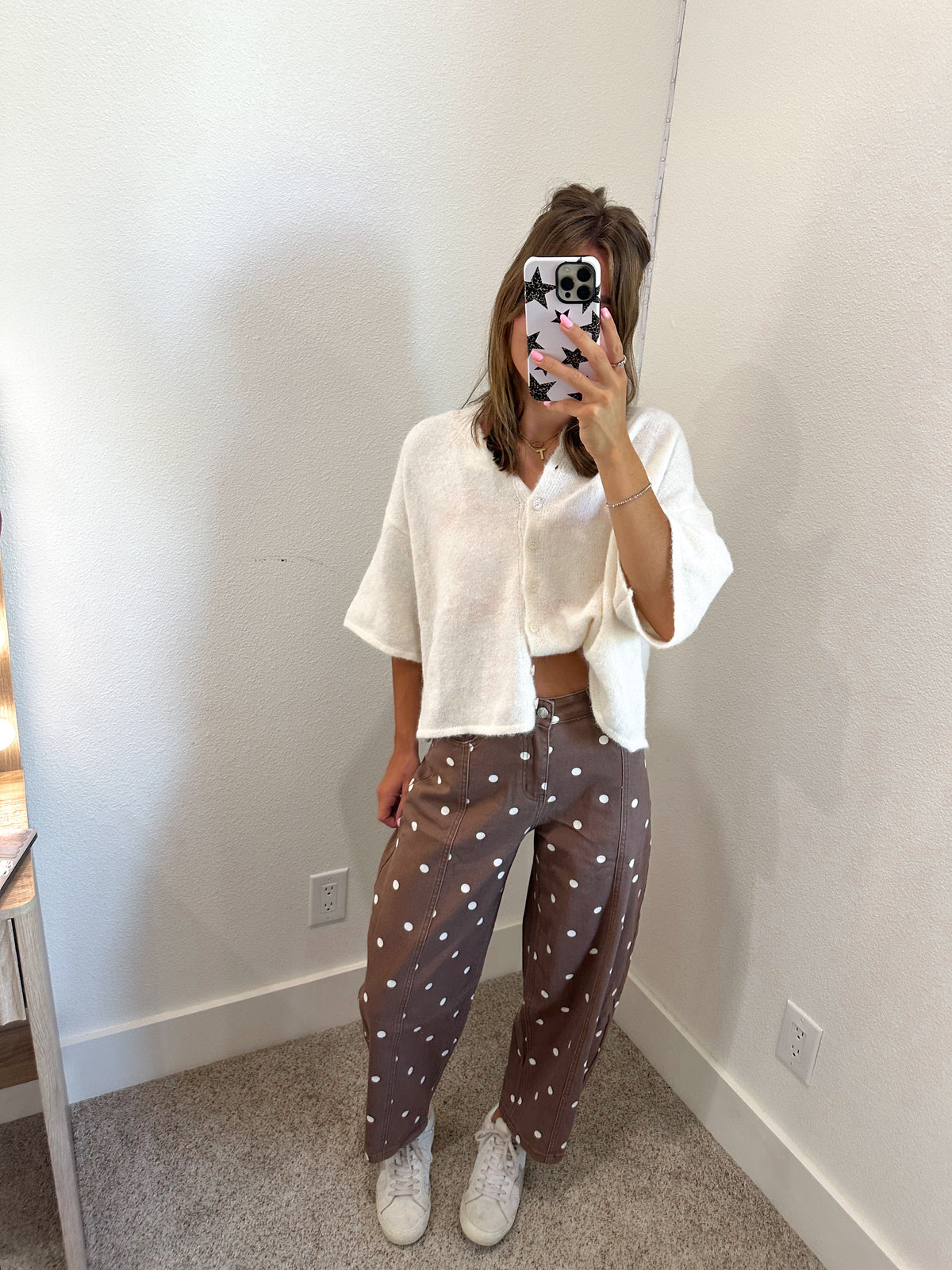 Brown Polka Dot Barrel Jeans