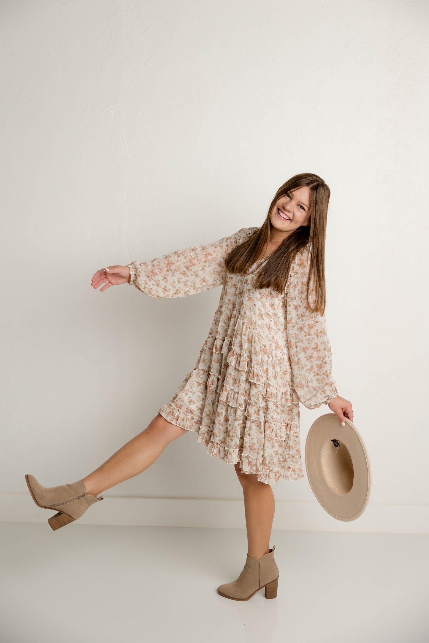 Floral Mini Dress in Cream