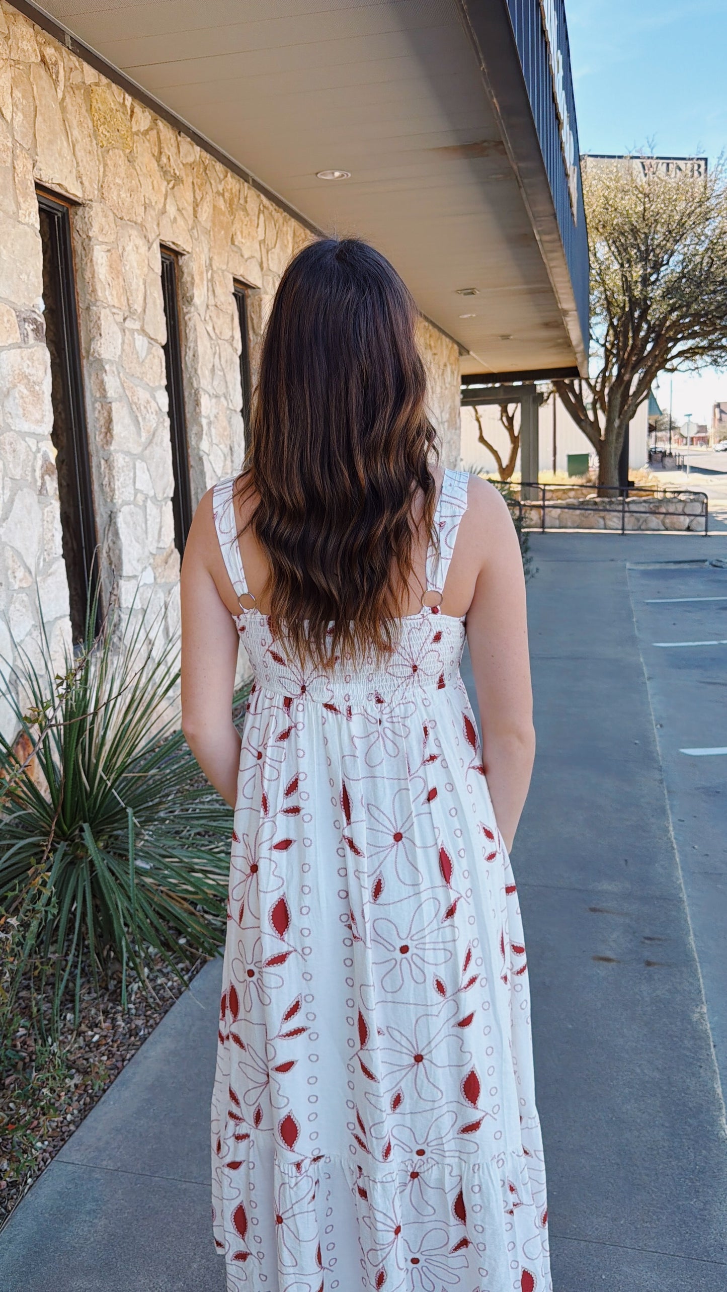 Red Floral Embroidered Dress