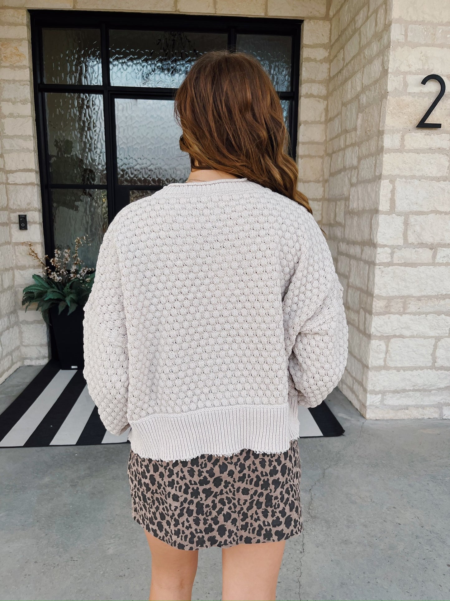 Textured Raw Edge Sweater