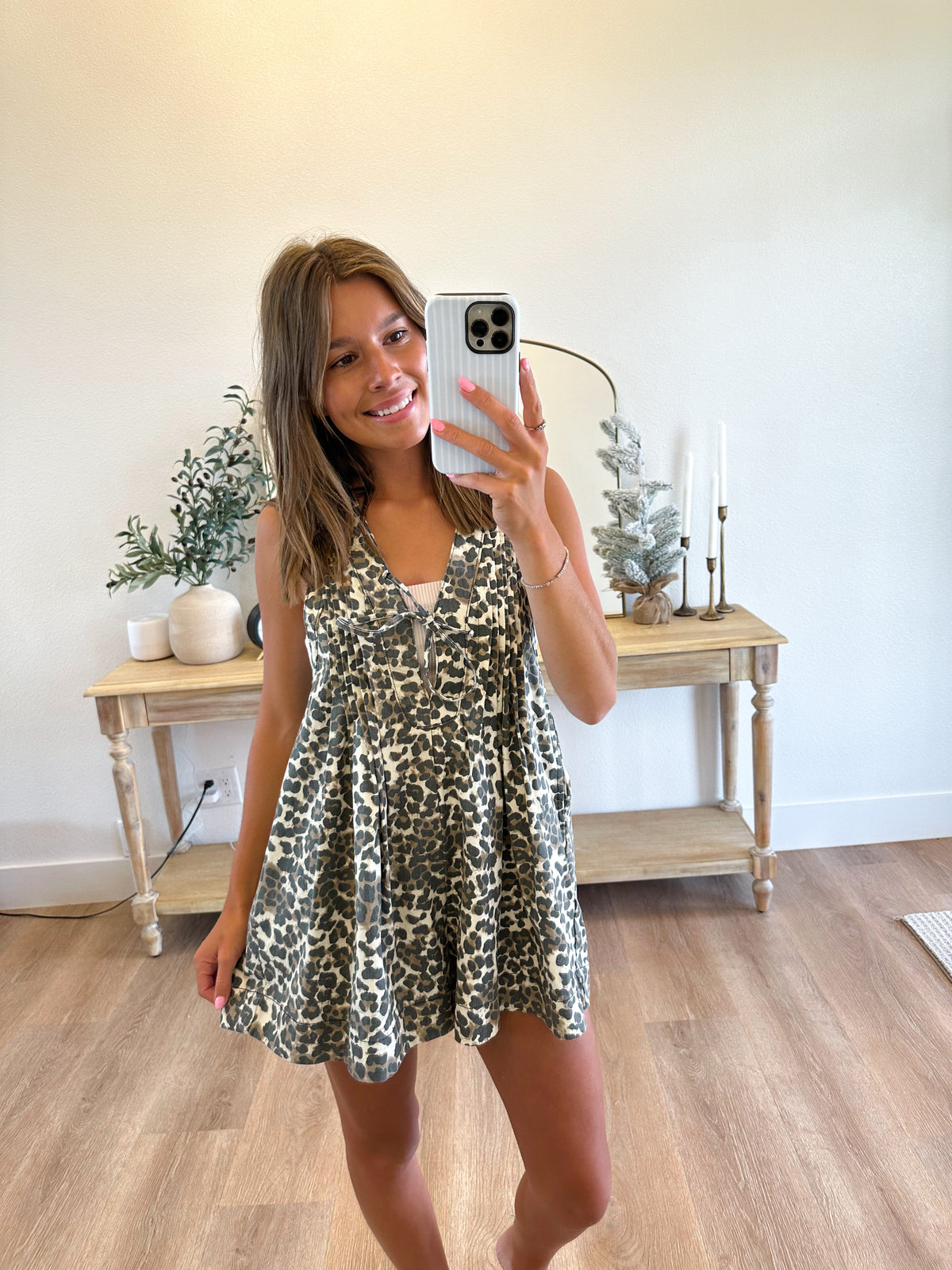 Leopard Pleated Romper (100% COTTON)