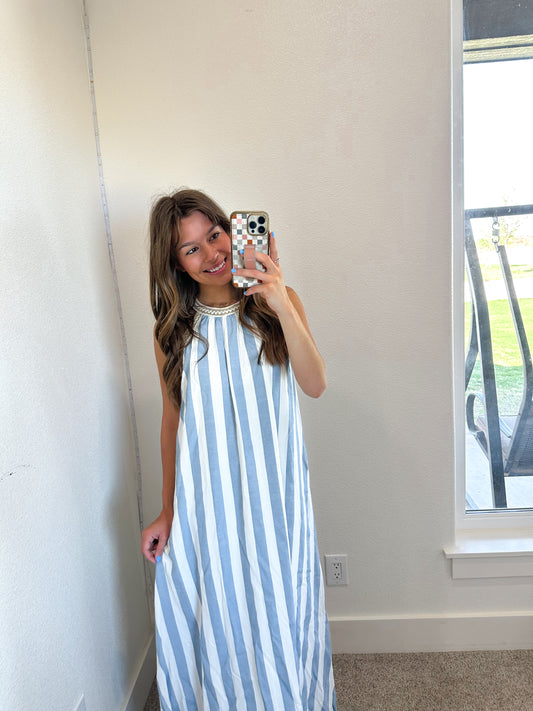 Halter Neck Stripe Maxi