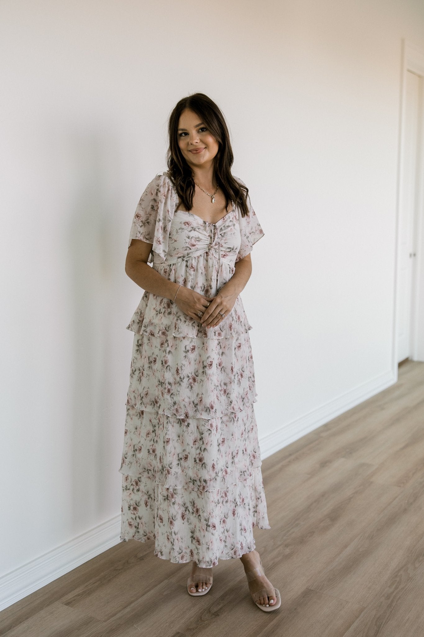 Cream Multi Ruffle Dress