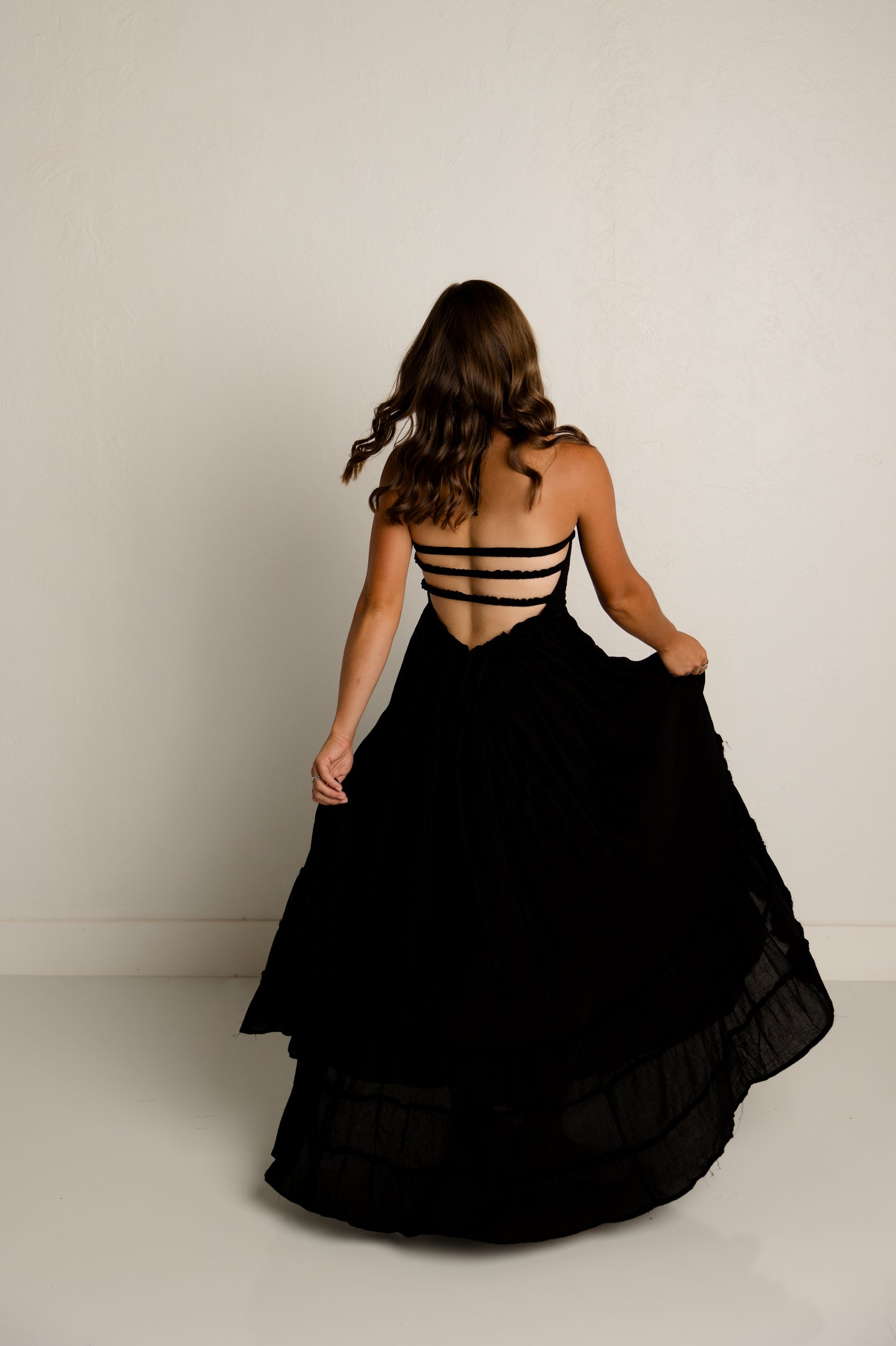 Black Open Back Flowy Maxi Dress