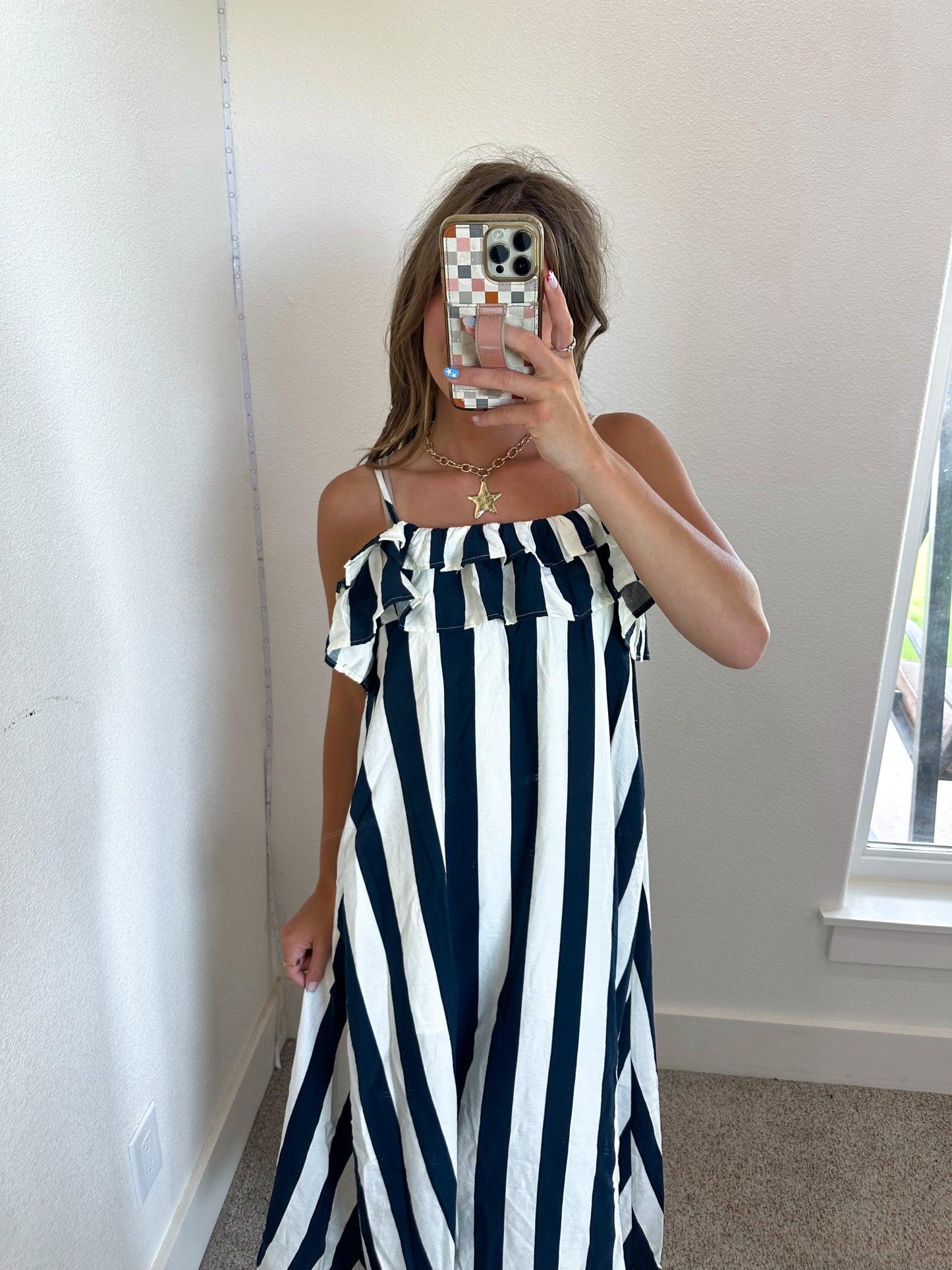 Navy Blue Stripe Dress