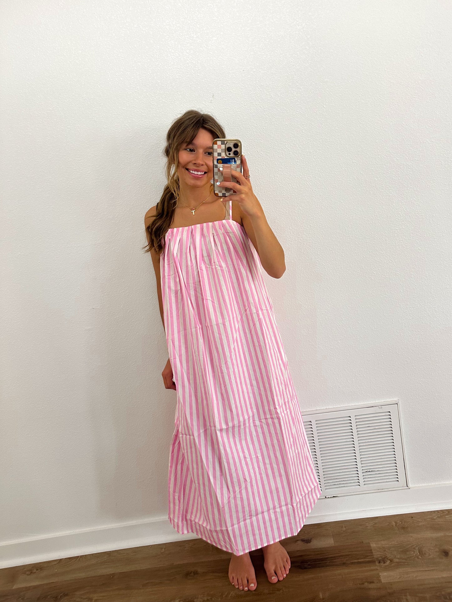 Pink Stripe Dress (100% COTTON)