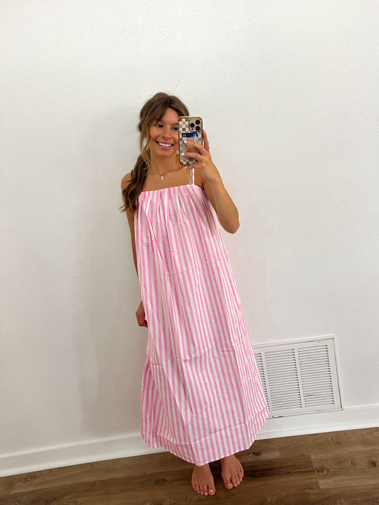 Pink Stripe Dress (100% COTTON)