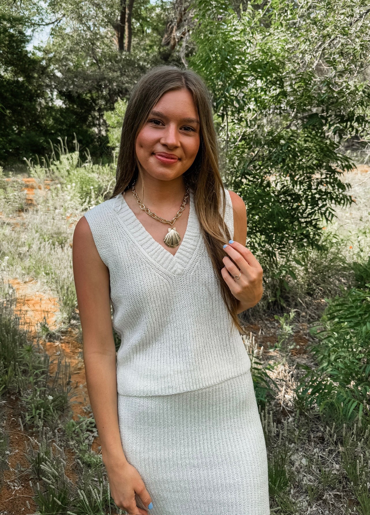 Knit Sweater Set in White