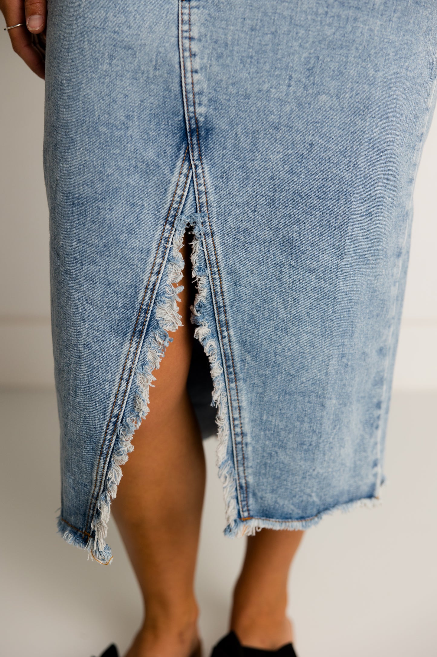 Front Slit Denim Skirt