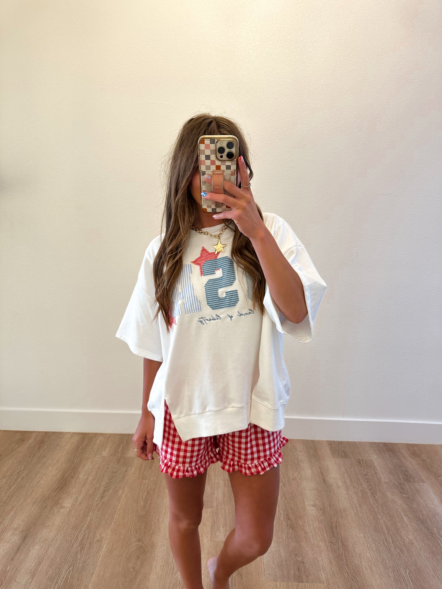 Red Gingham Shorts (100% COTTON)