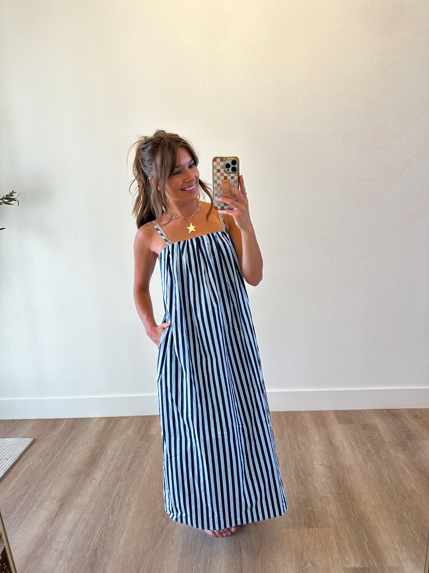 Blue and Navy Midi Dress (100% COTTON)