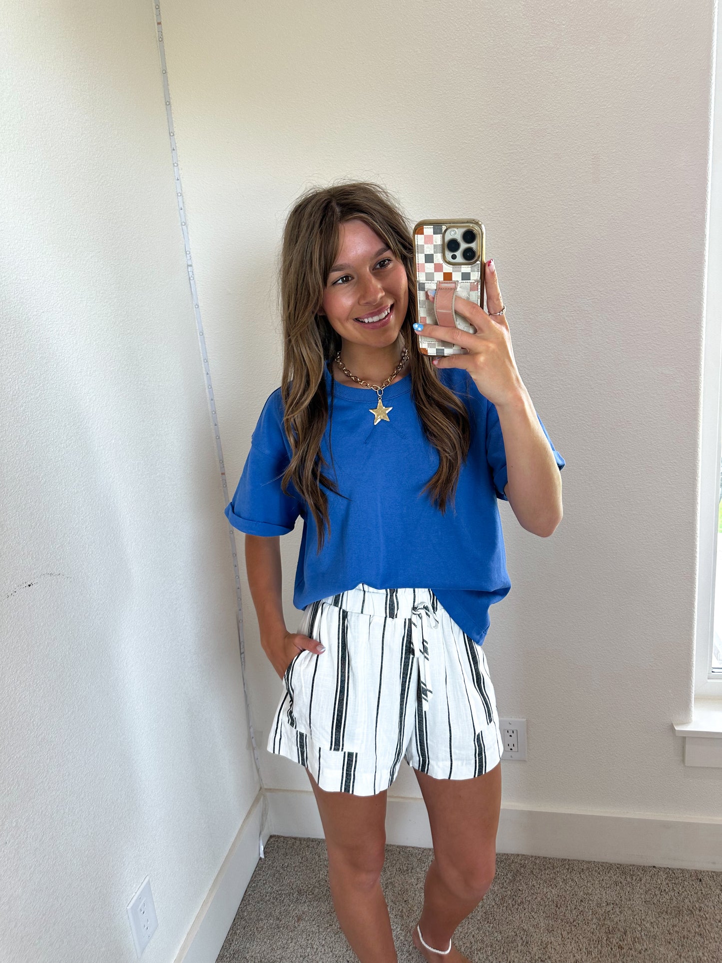 Black & Ivory Striped Shorts (100% Cotton)