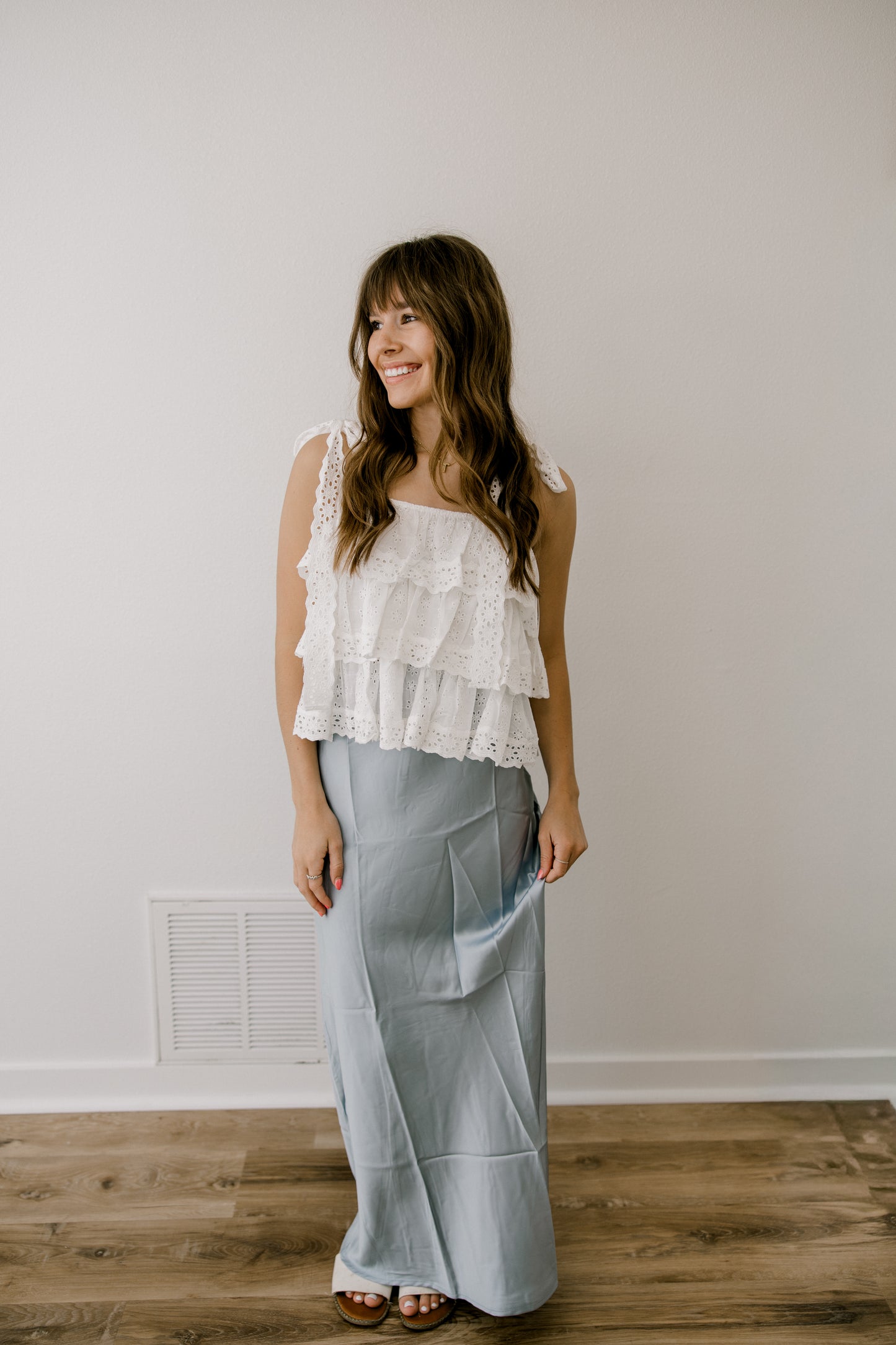 Dusty Blue Satin Skirt