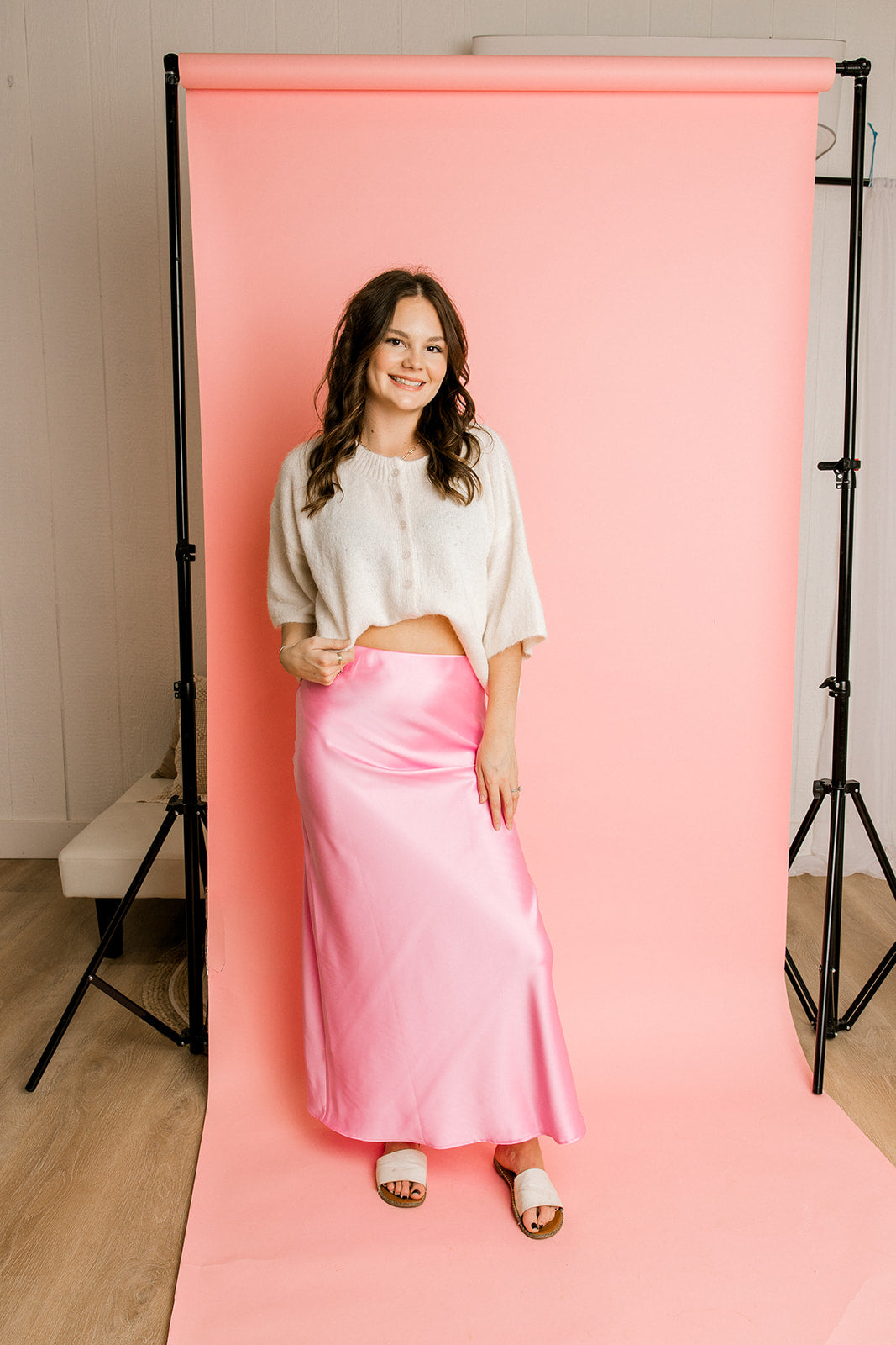 Pink Satin Skirt