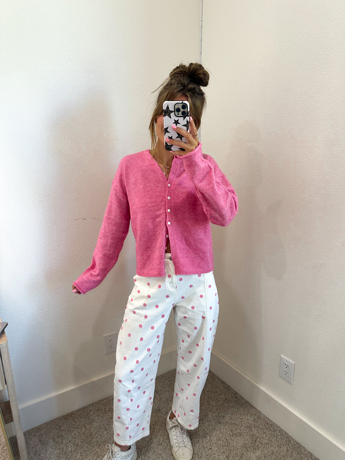 Pink Polka Dot Barrel Jeans