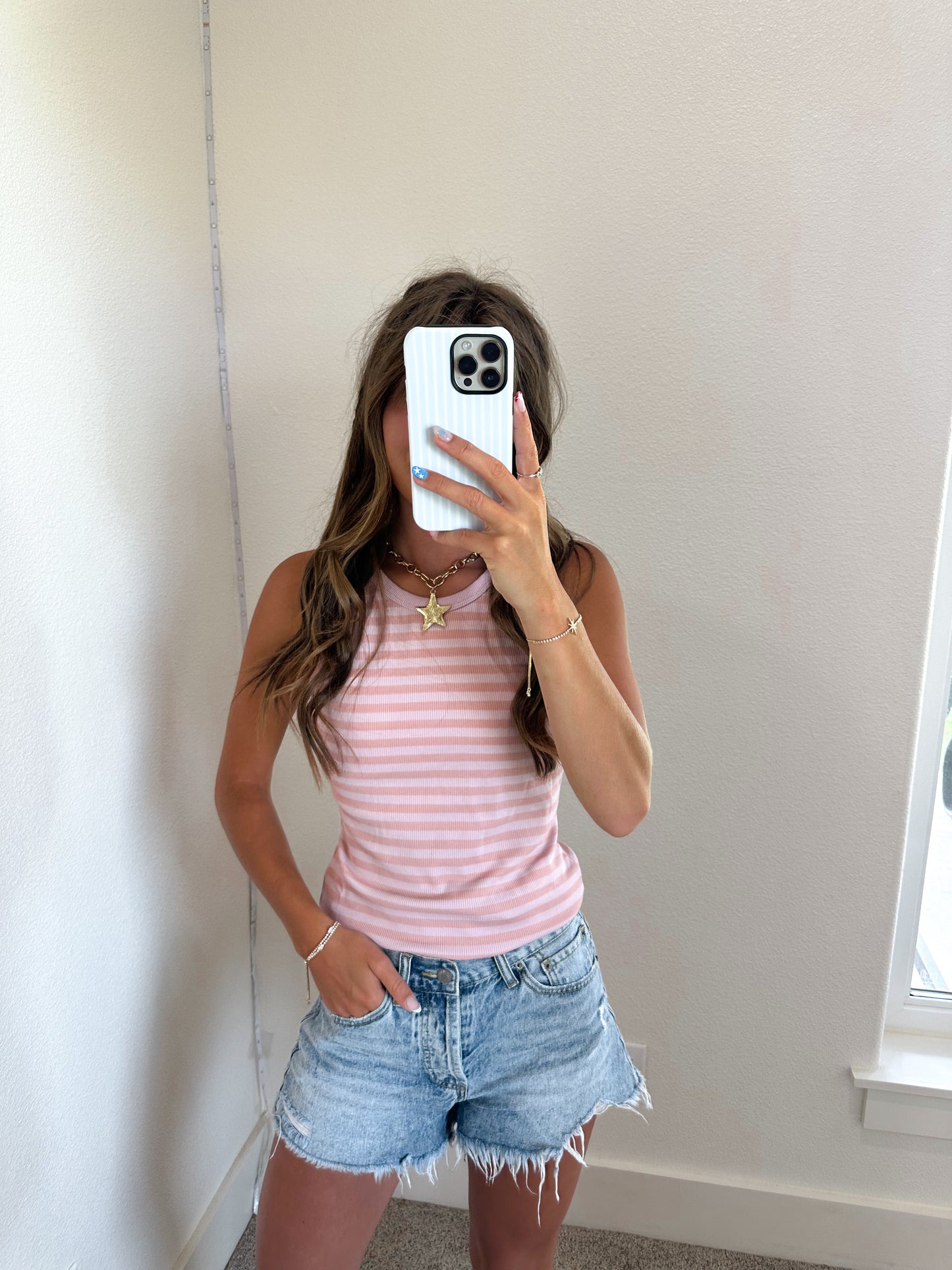 Pink two-tone Stripe Tank