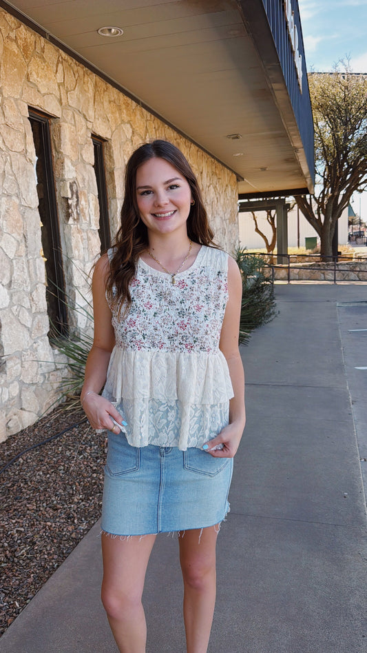 Lace Ruffle Tank