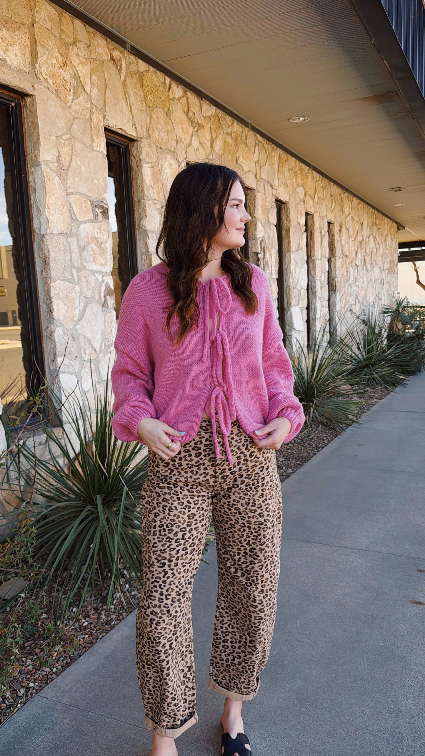 Bow Tie Sweater in Pink