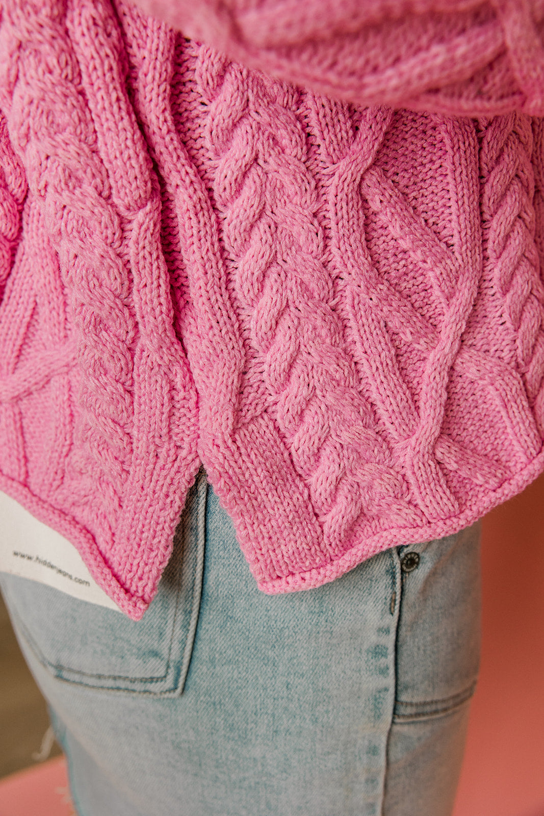 Pink Cable Knit Sweater