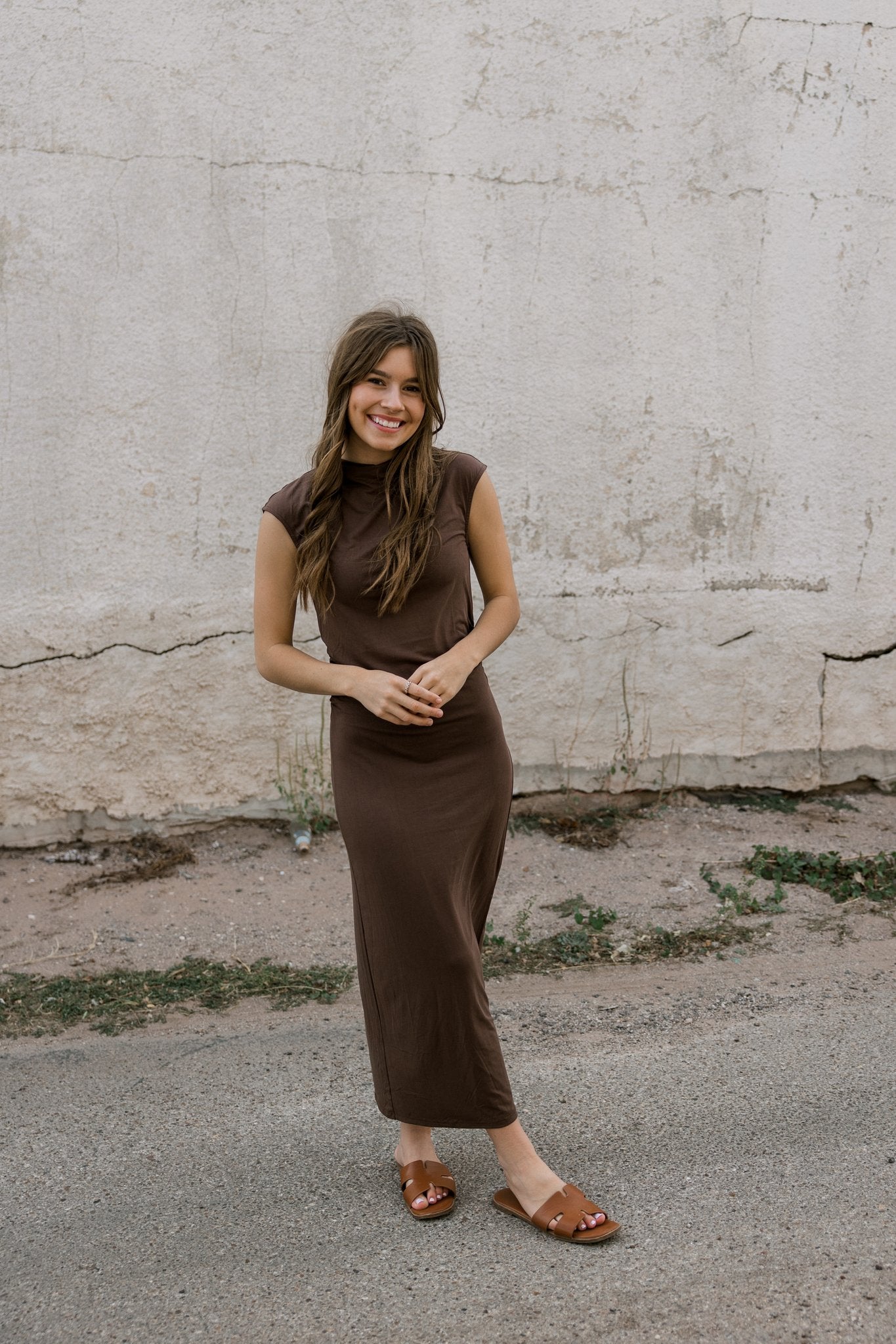 Brown Mock Neck Dress