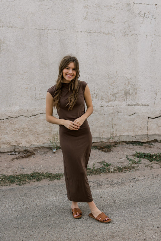 Brown Mock Neck Dress