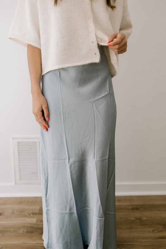 Dusty Blue Satin Skirt